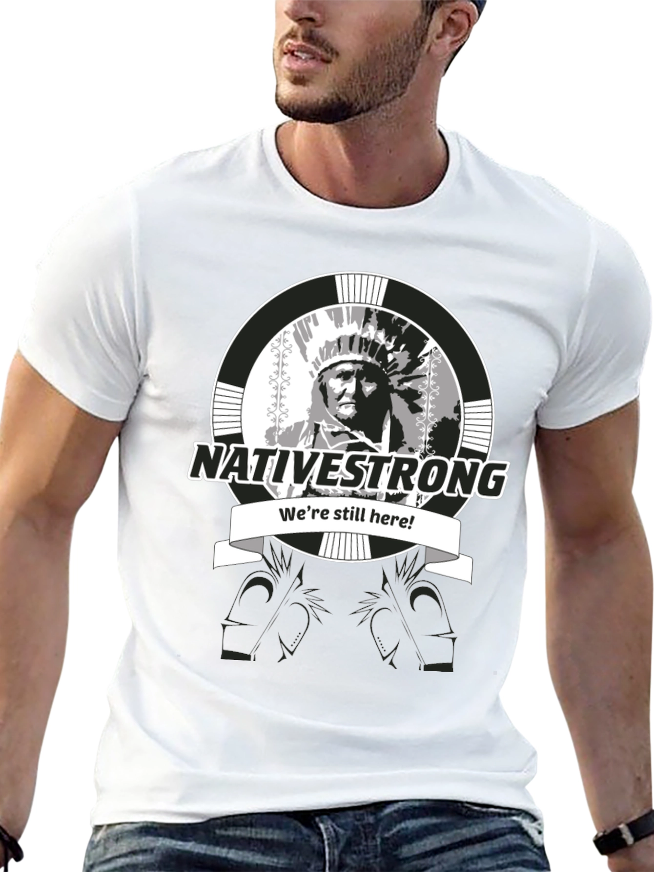 Native Strong Graphic T-Shirt - Black Crew Neck Tee