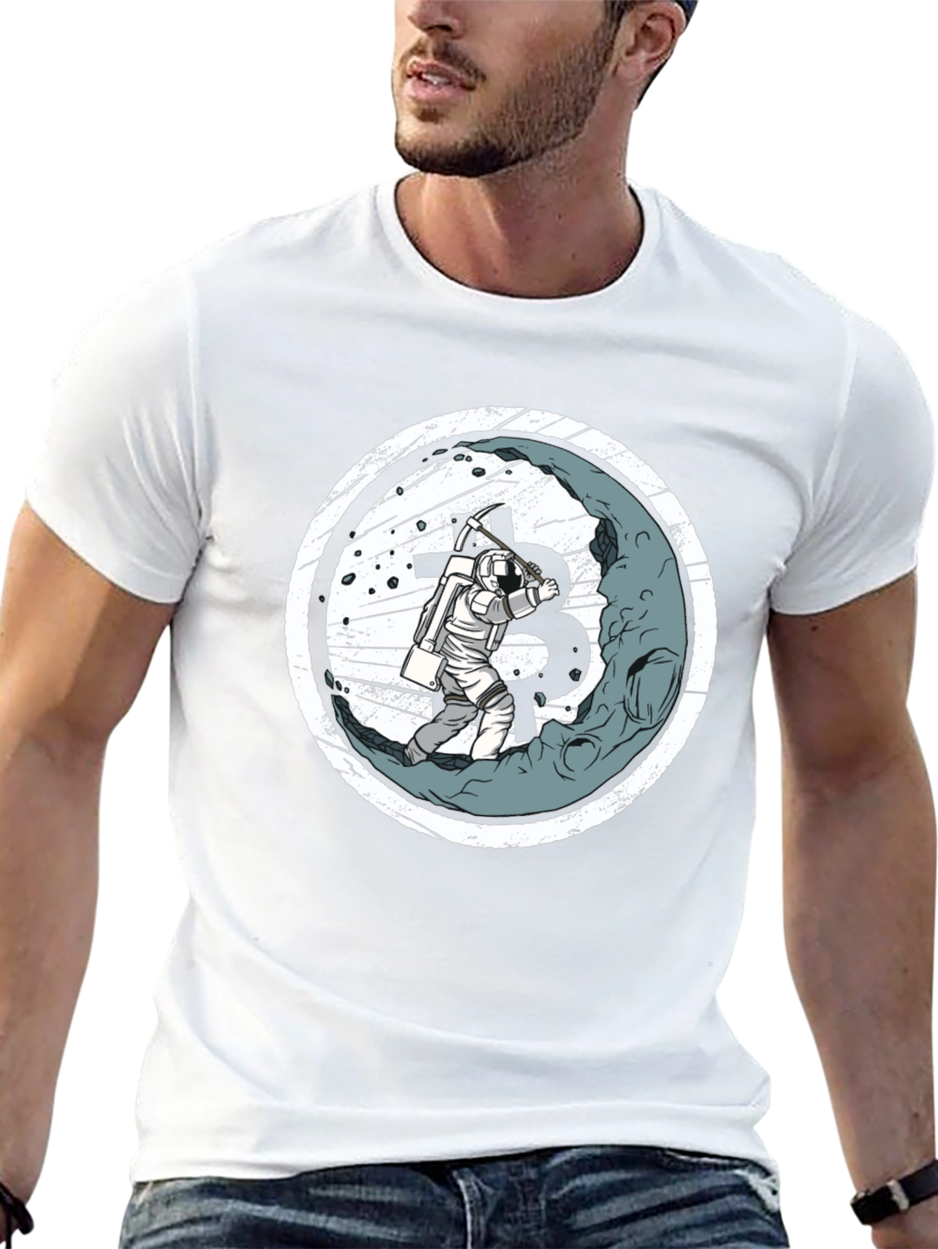 Astronaut Bitcoin Miner Graphic T-Shirt