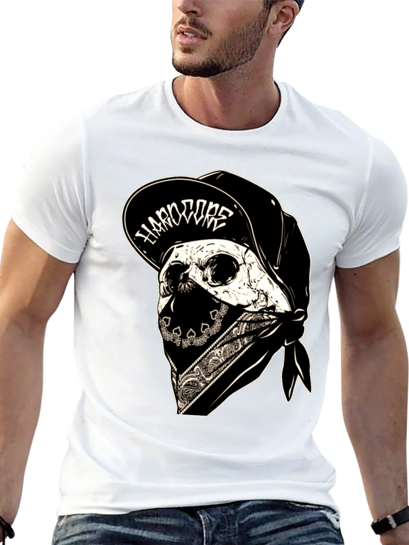 Hardcore Skull Bandana T-Shirt