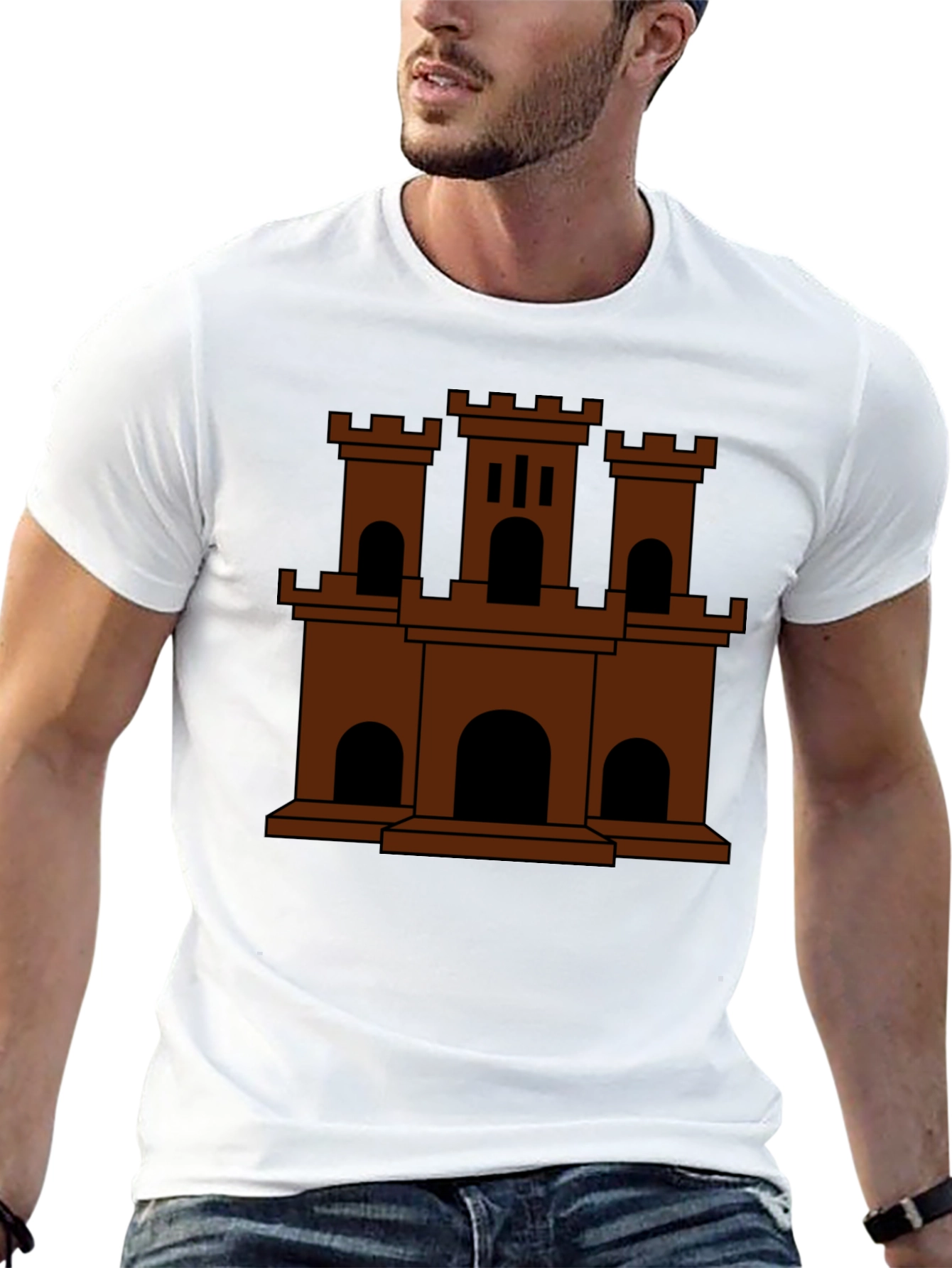 Castle Graphic Tee - Classic Brown Design
