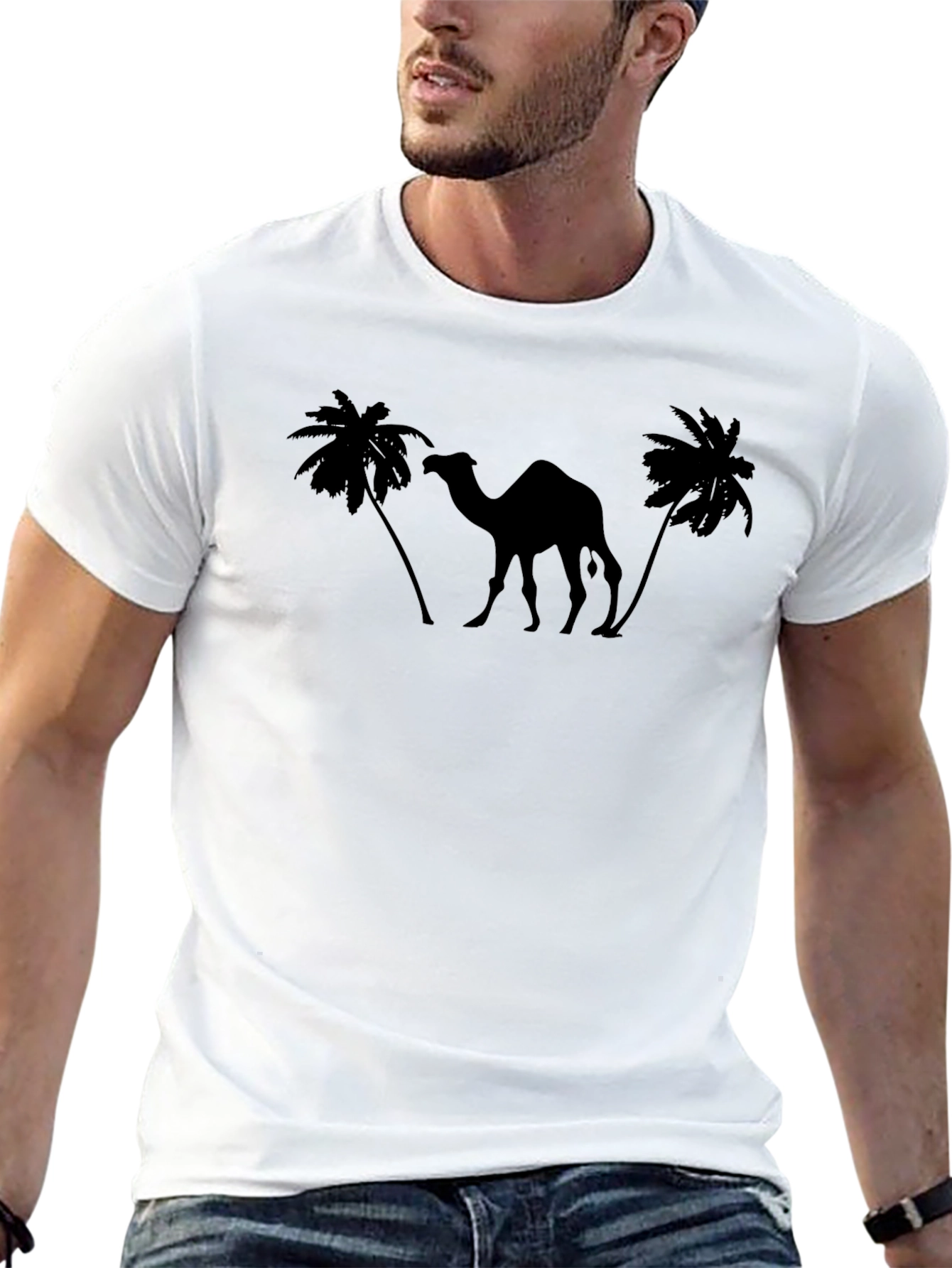 Desert Dreamer Tee: Camel & Palm Tree Graphic T-Shirt