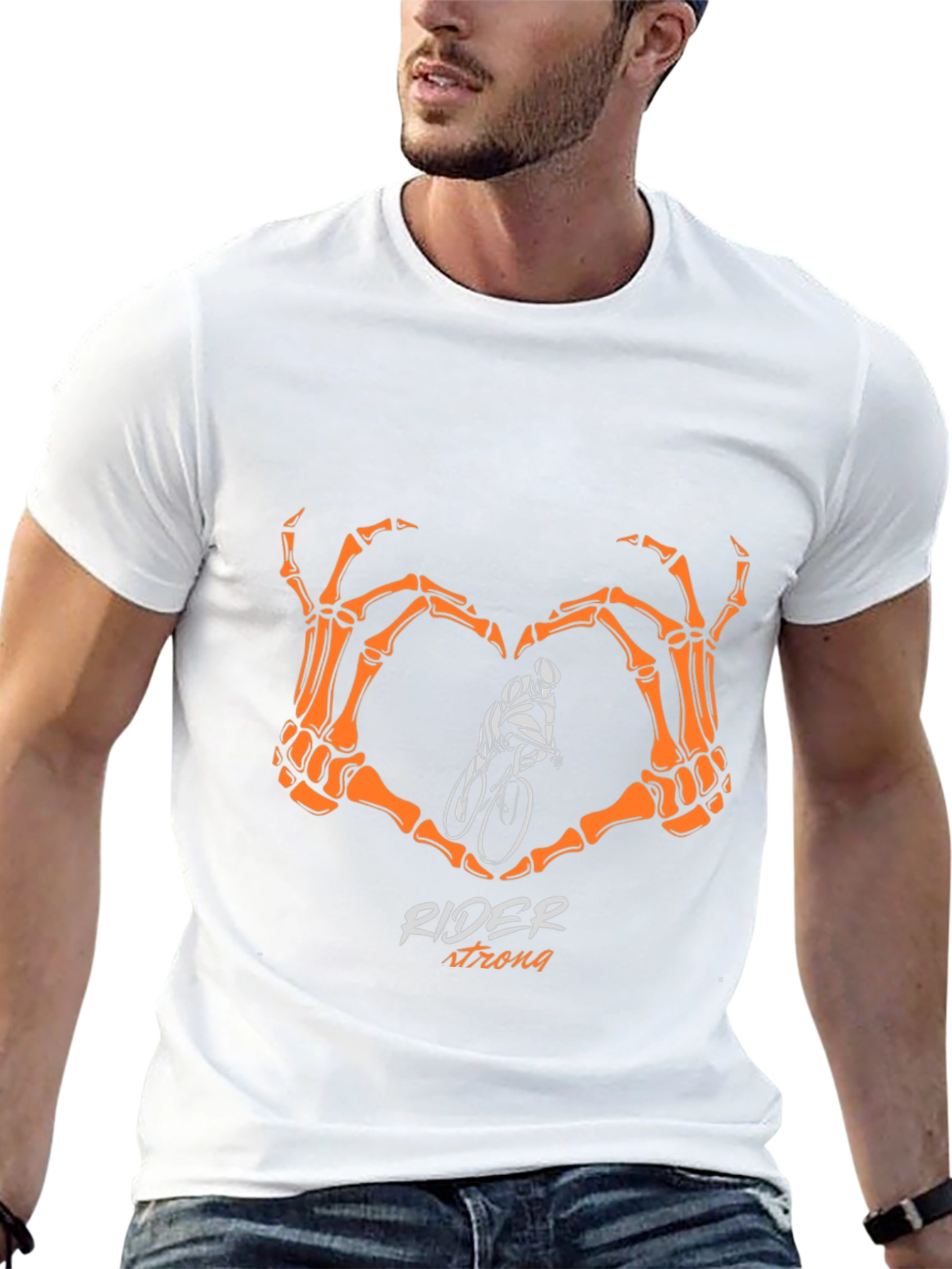 Rider Strong Skeleton Hands Heart T-Shirt