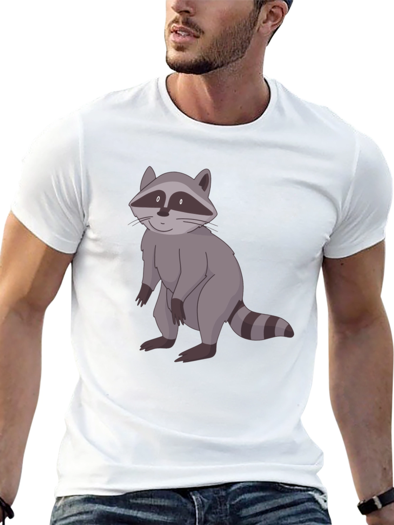 Raccoon Graphic Print Black T-Shirt