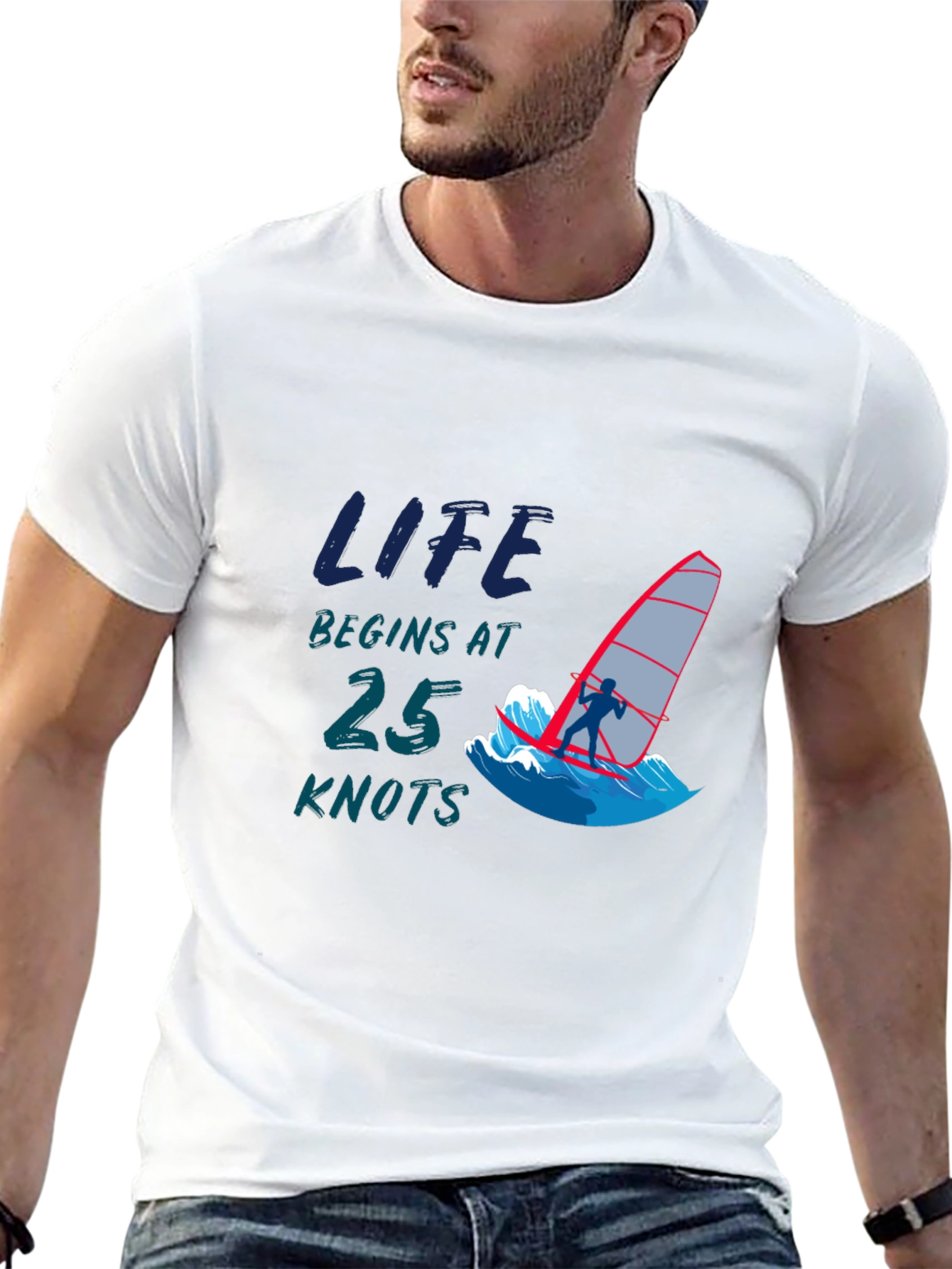Life Begins at 25 Knots Black T-Shirt