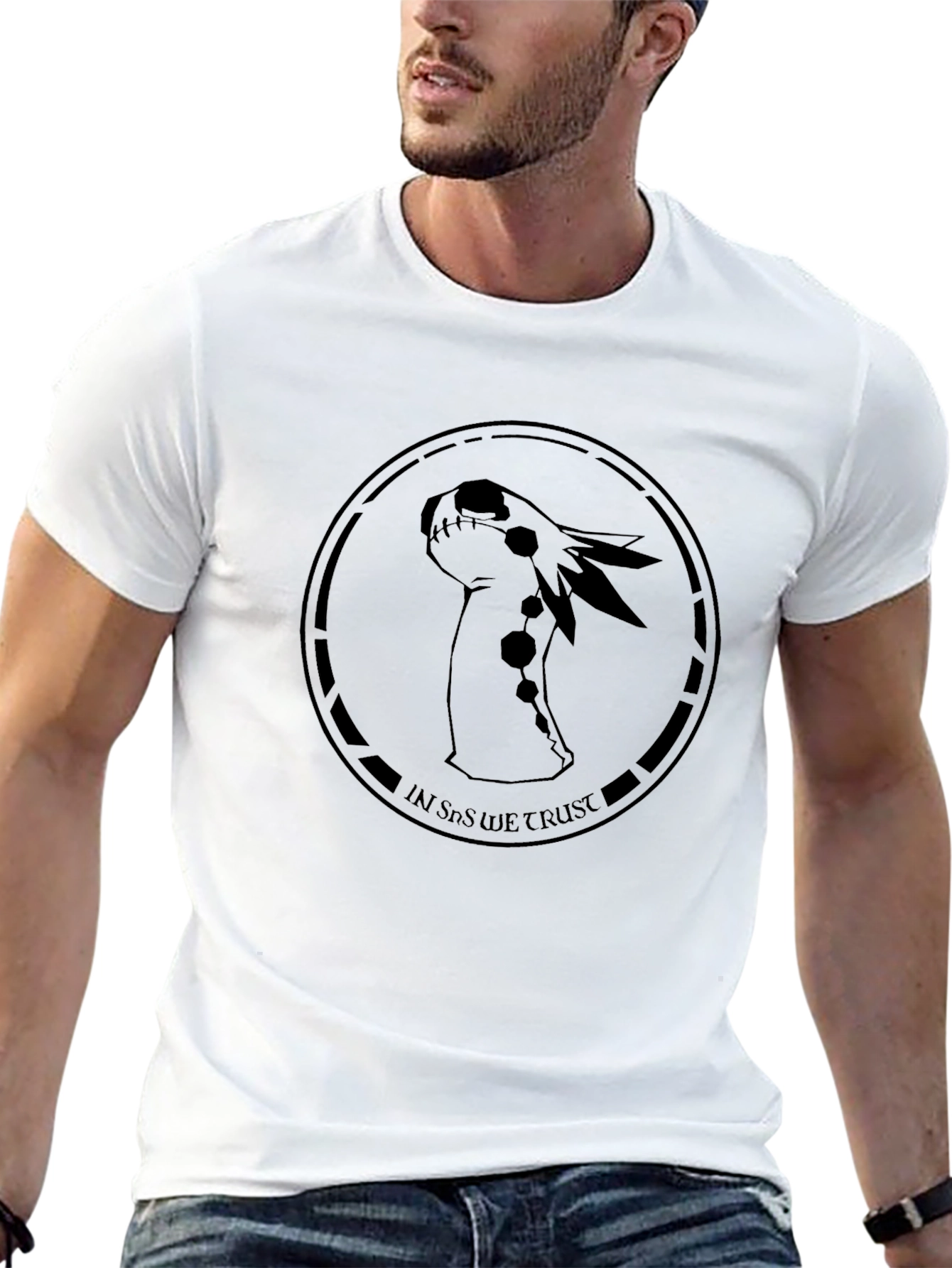 Unique Black T-Shirt with Illustrated Creature Design