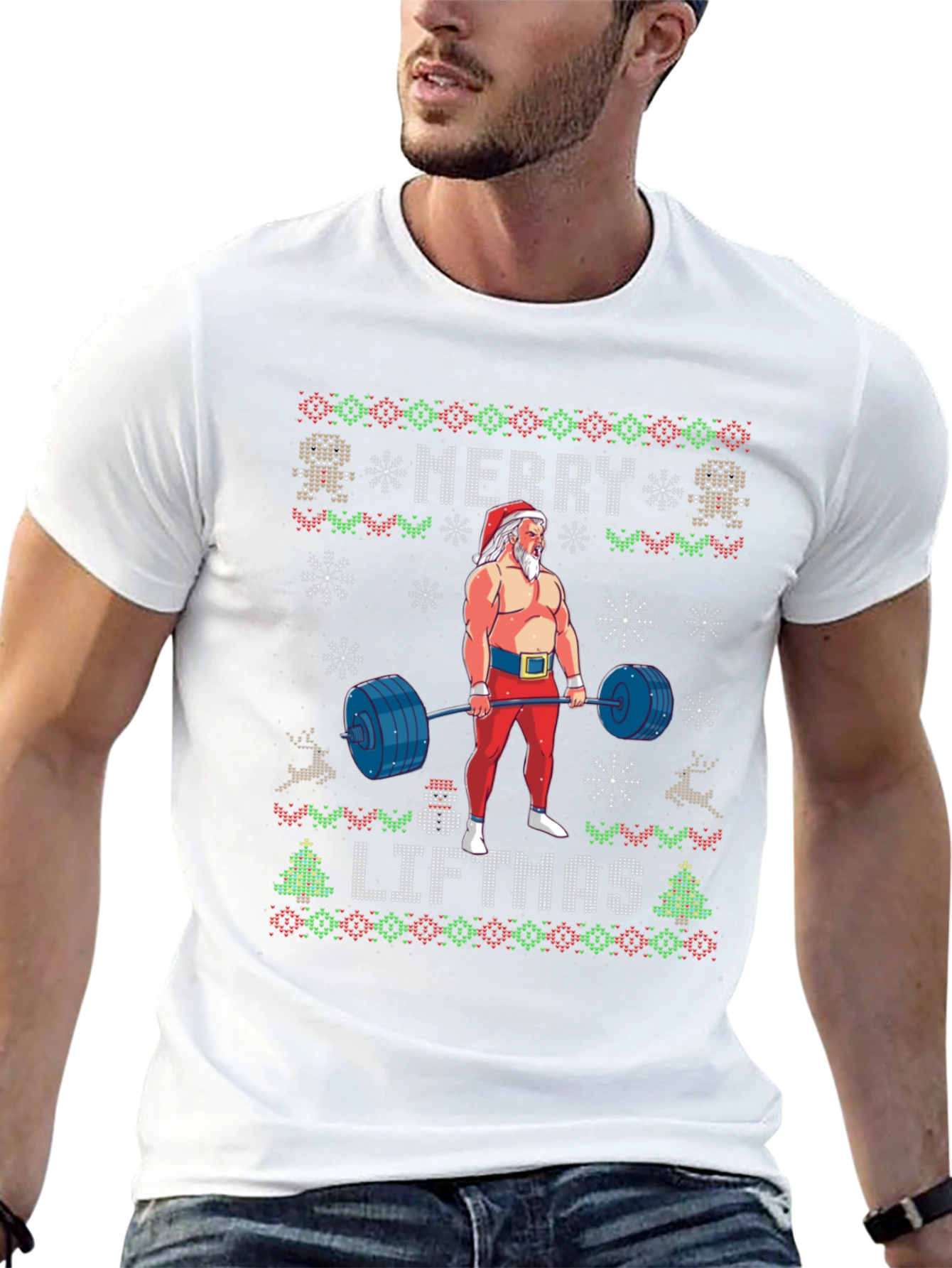 Merry Liftmas Weightlifting Santa T-Shirt