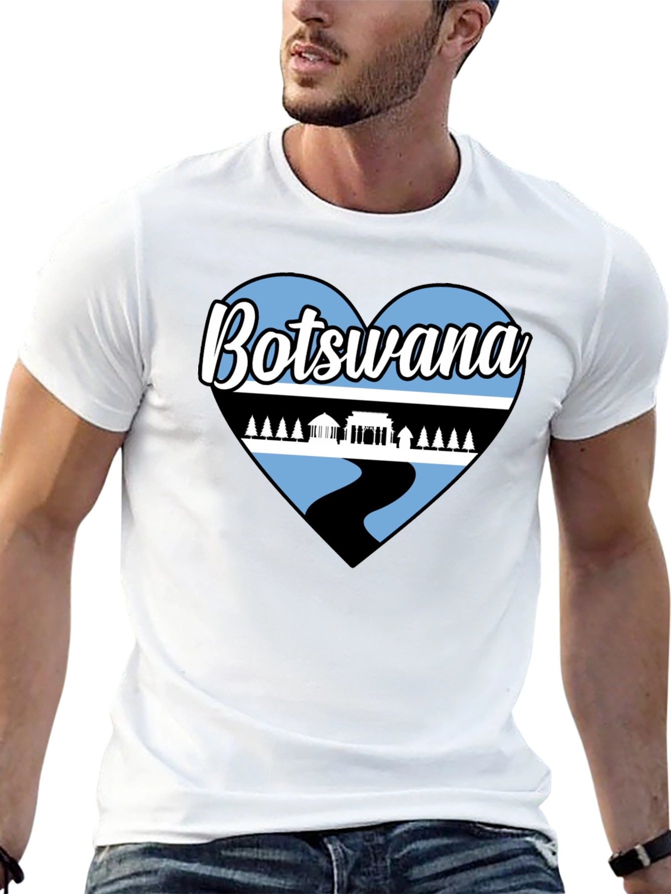 Botswana Heart T-Shirt - Black
