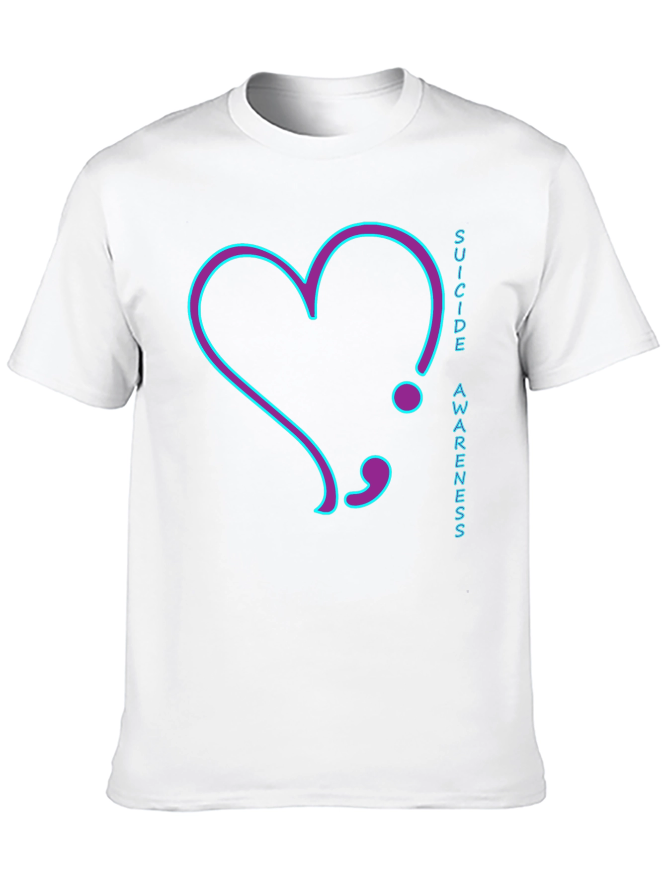 Suicide Awareness T-Shirt: Heart Semilcolon Design