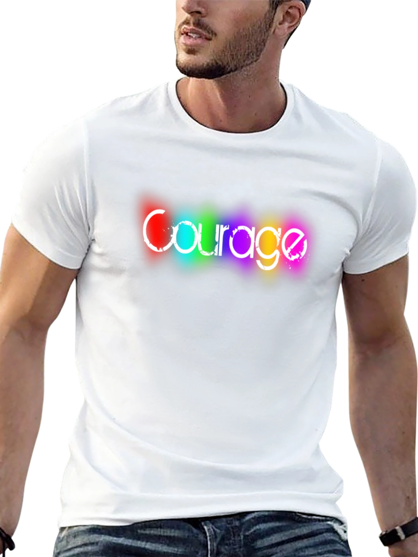 Courage Rainbow Graphic Black T-Shirt