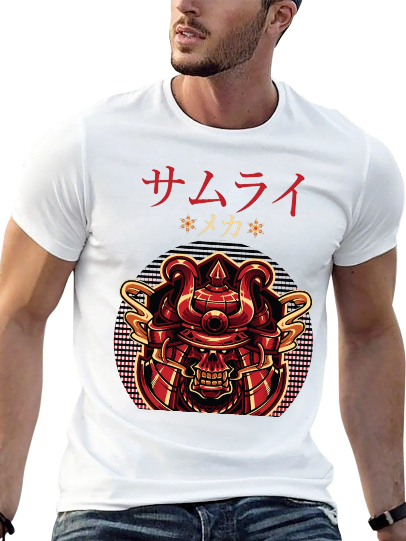 Samurai Mecha Graphic Tee - Bold Japanese Design