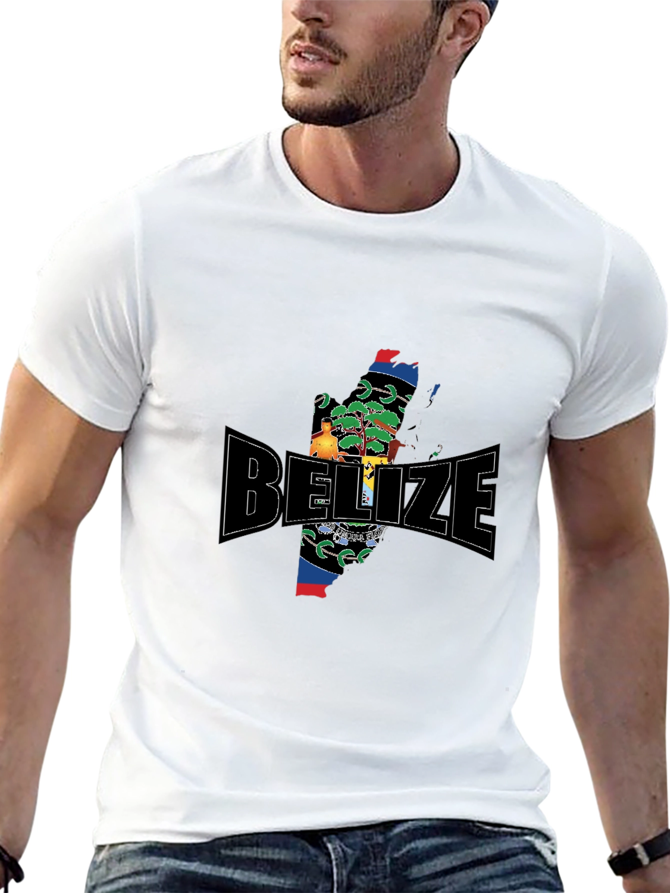 Belize Map T-Shirt Black Cotton Graphic Tee