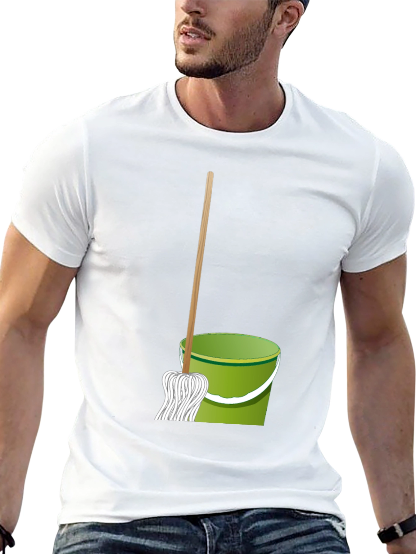Mop & Bucket Graphic Tee - Cleaning Crew T-Shirt