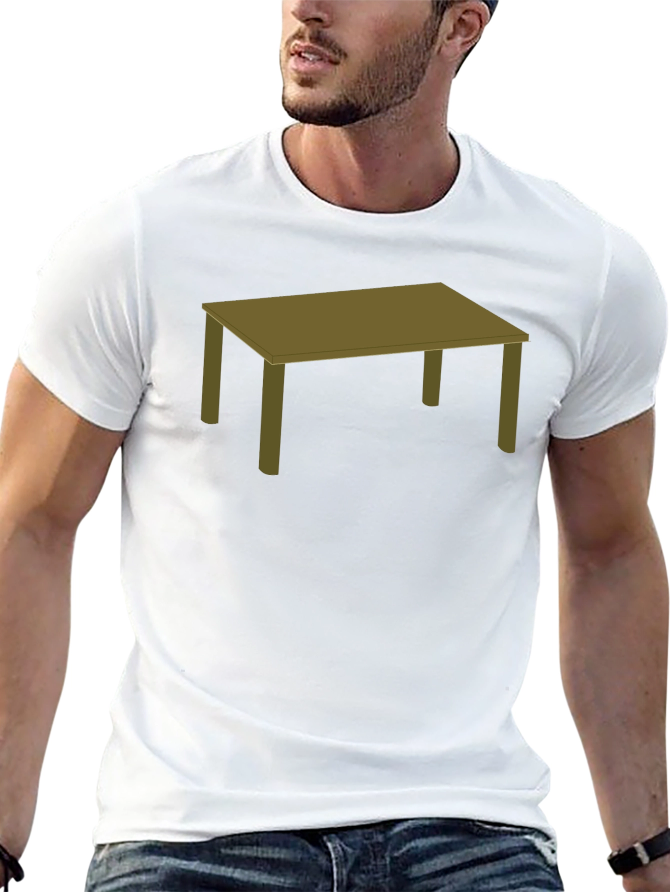 Mens Black T-Shirt with Table Graphic Tee
