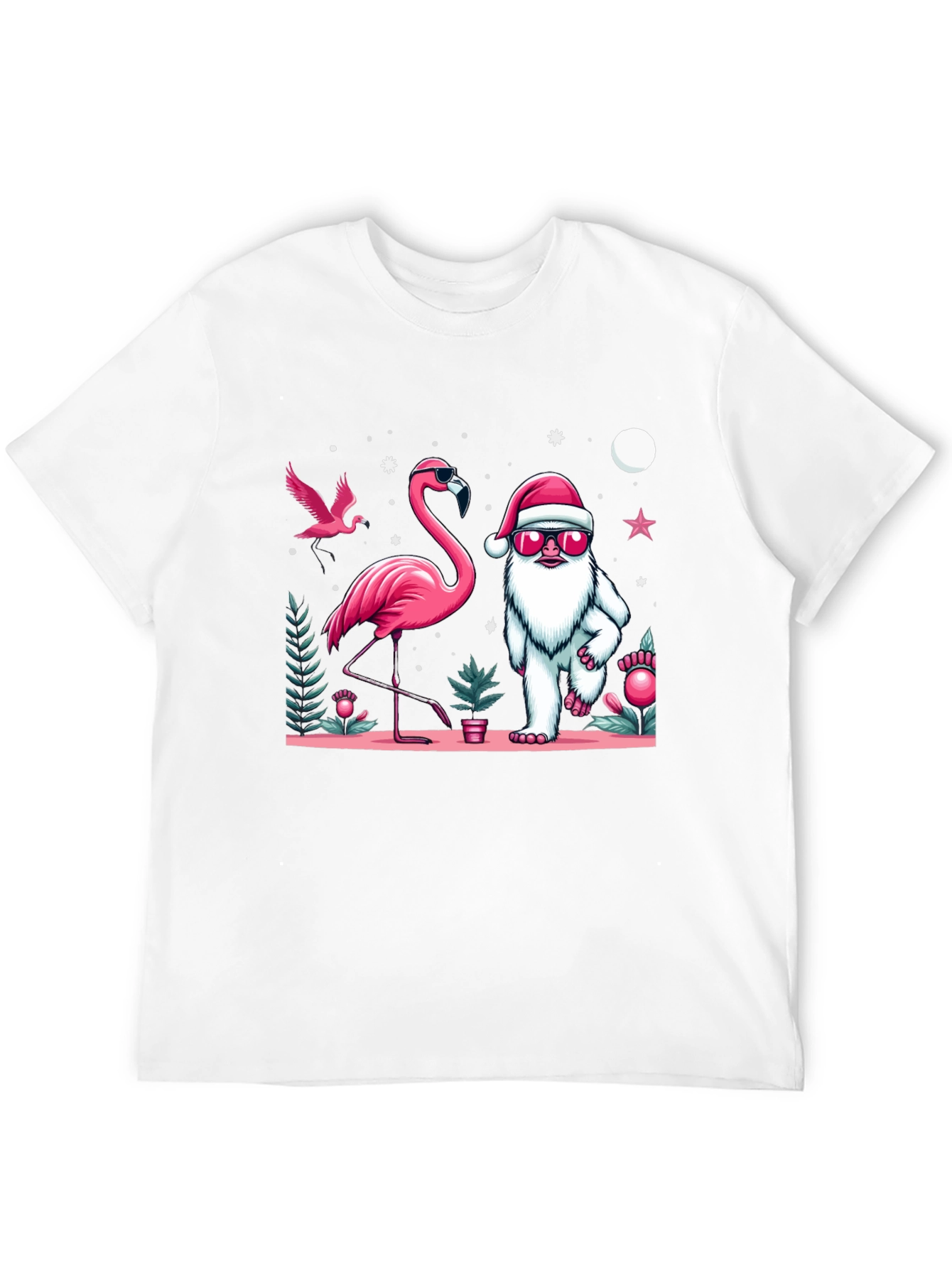 Festive Flamingo & Yeti Graphic Tee