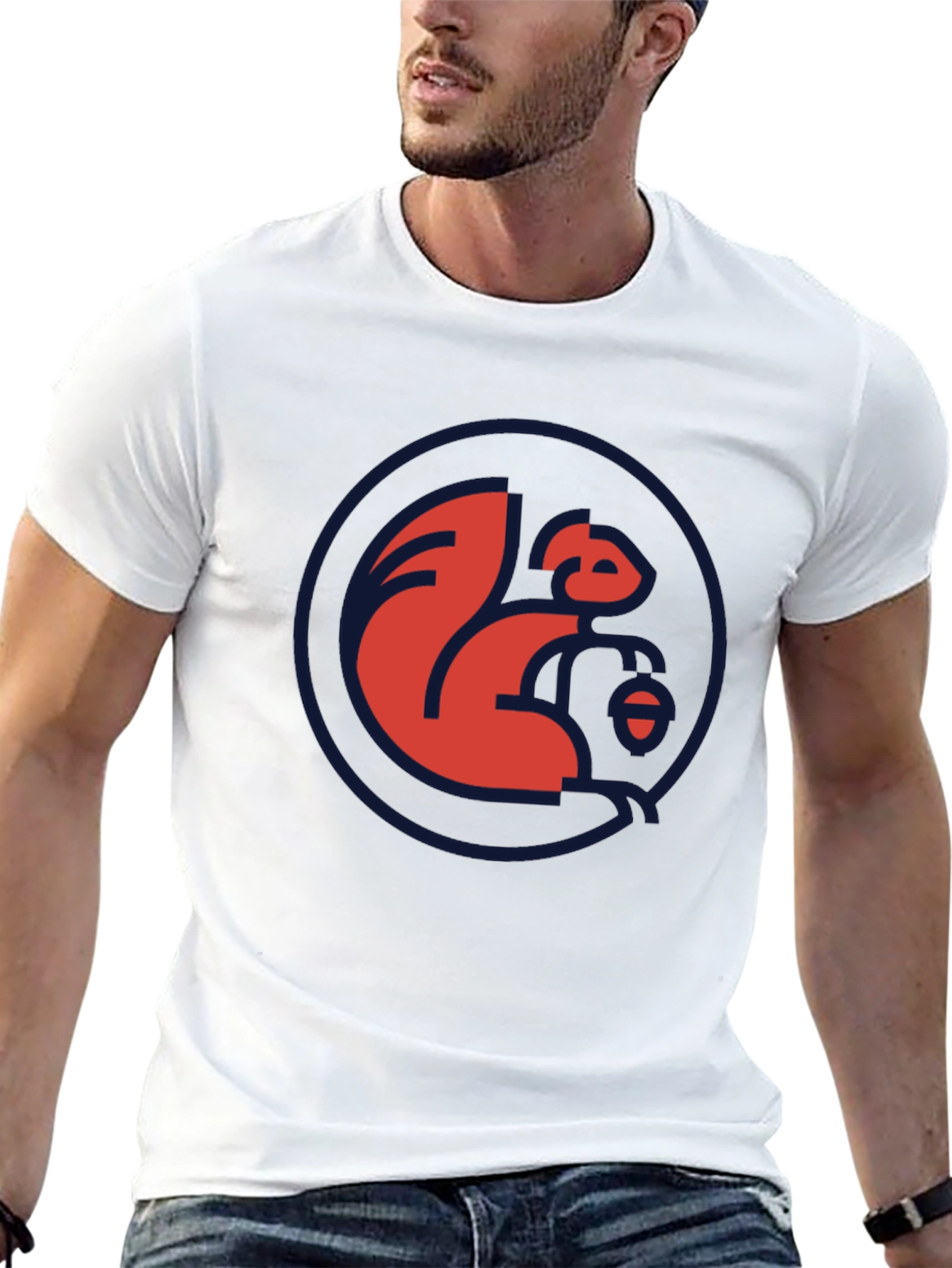 Red Squirrel Logo Black T-Shirt - Casual Style