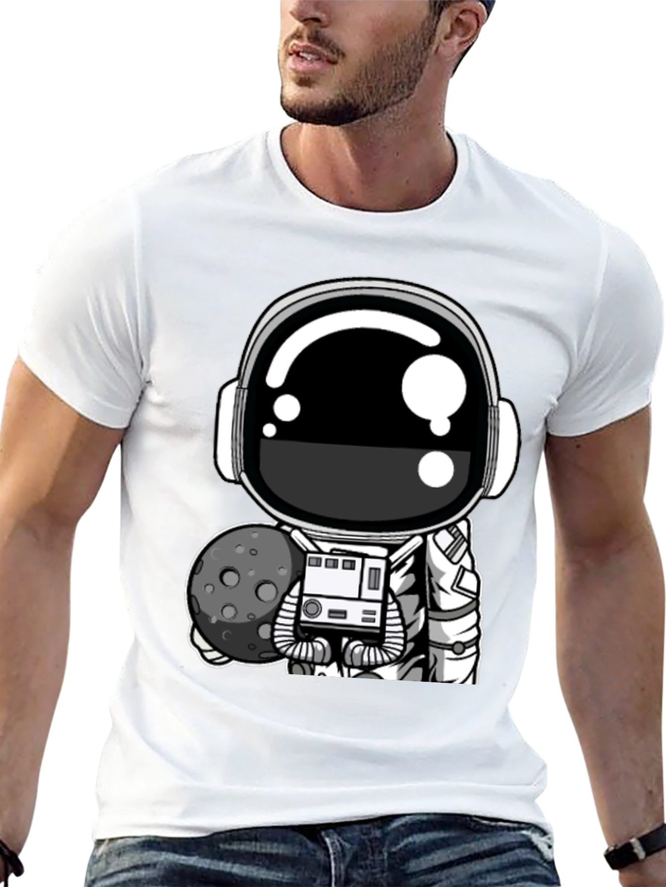 Astronaut Graphic T-Shirt - Black Cotton Tee