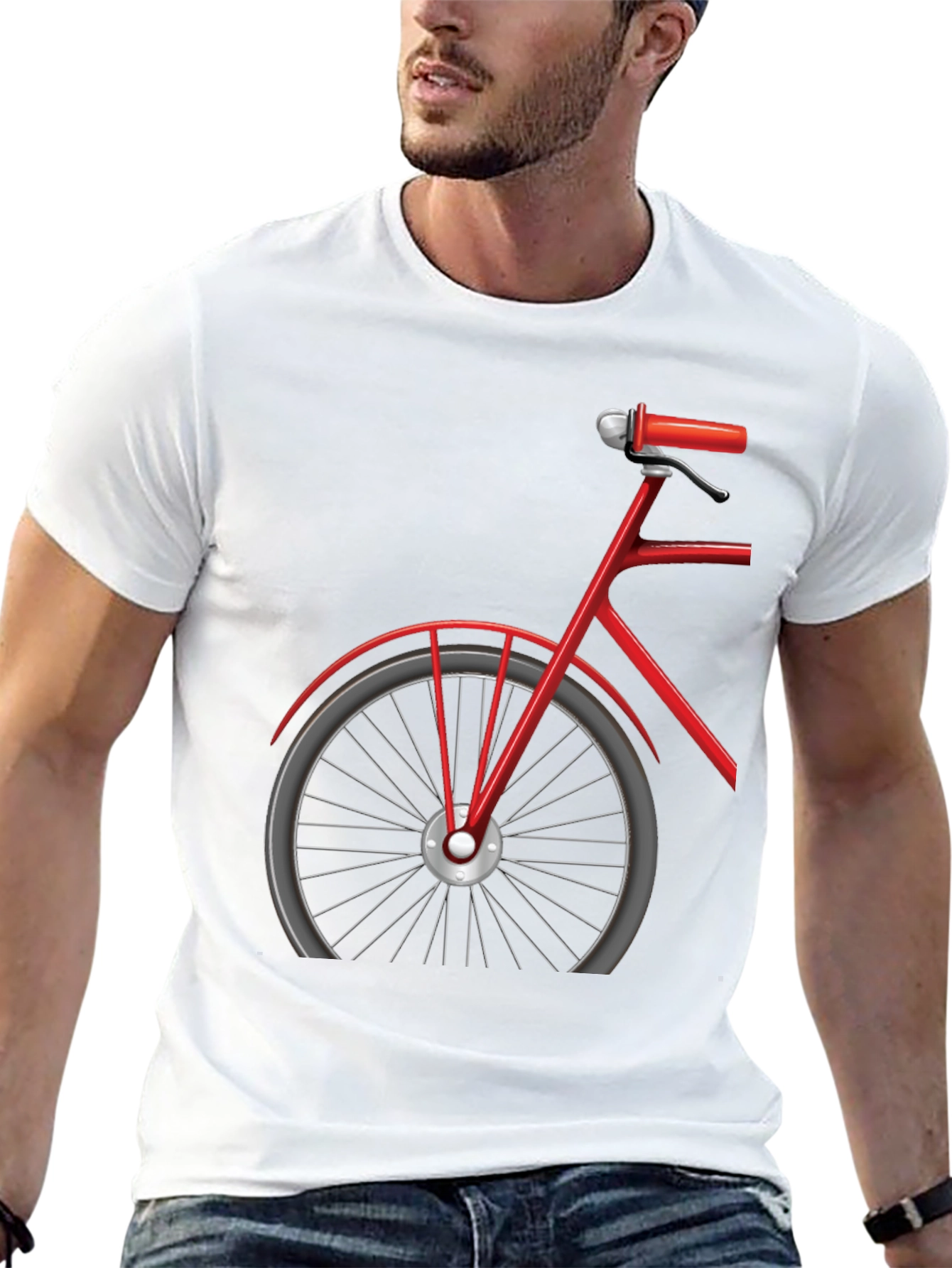 Red Bicycle Graphic Tee - Stylish Black Cotton T-Shirt