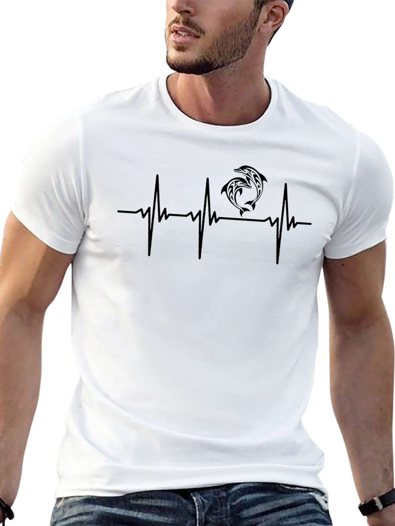 Dolphin Heartbeat T-Shirt - Black
