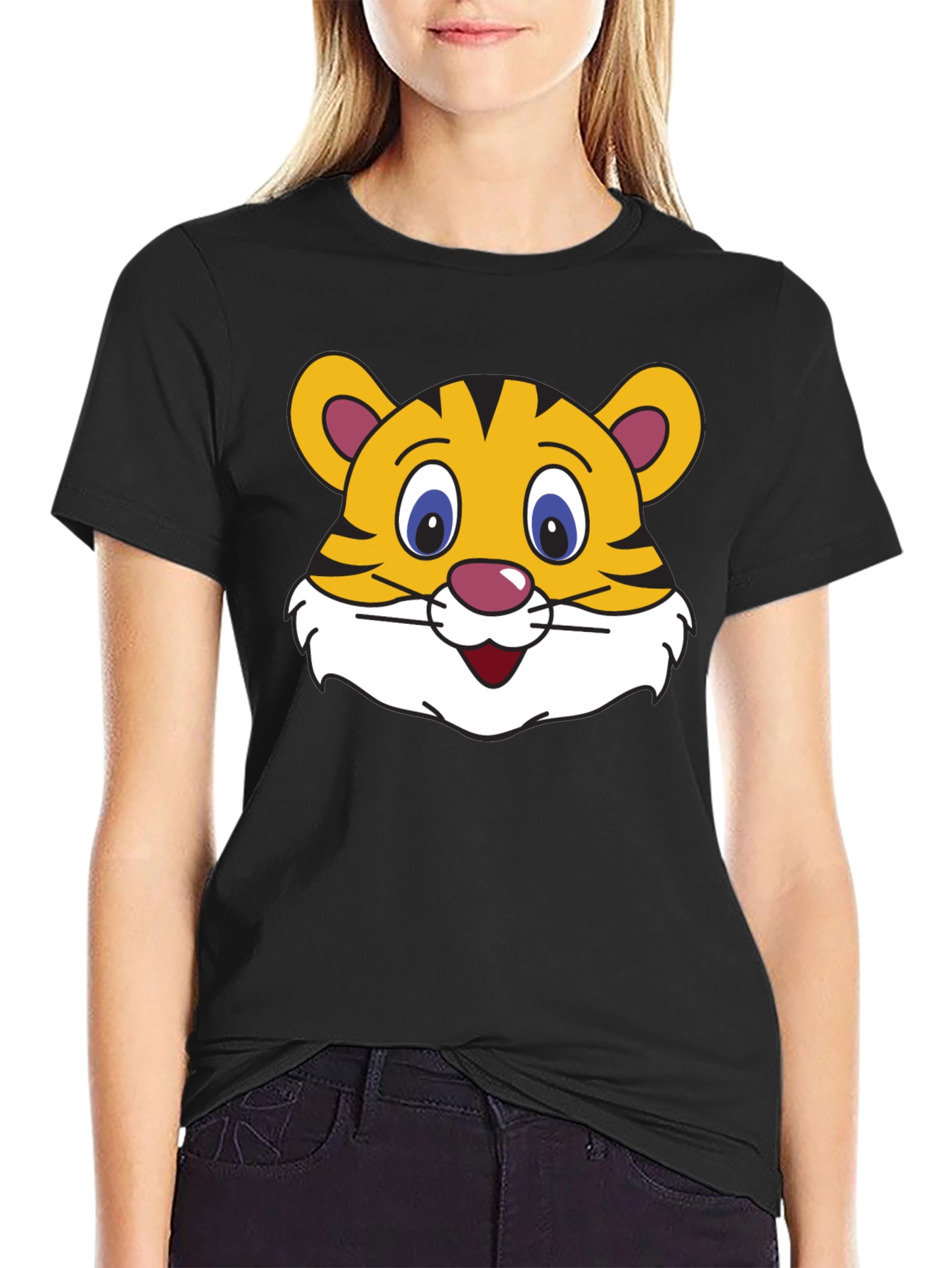 Tiger Face Graphic Black T-Shirt