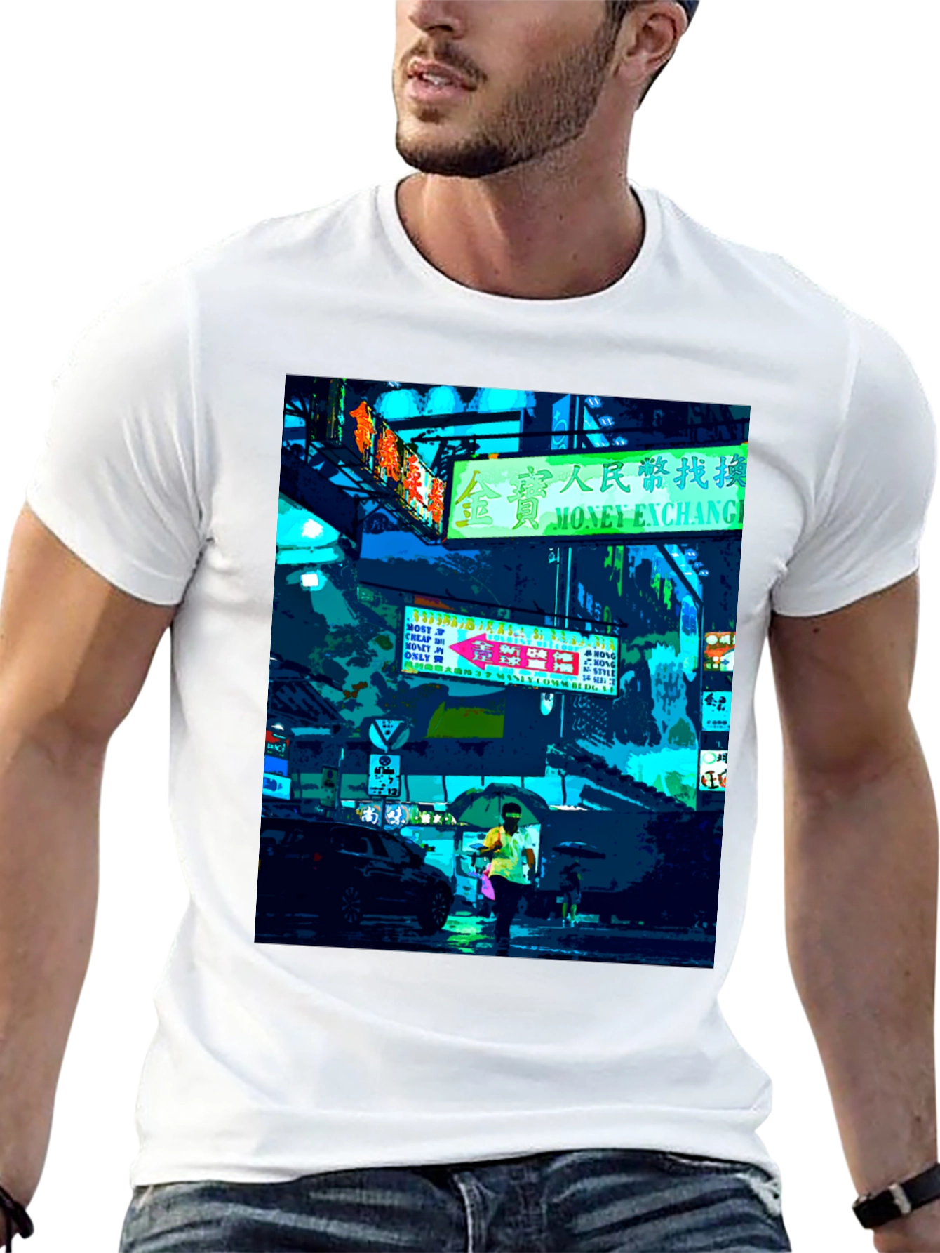 Urban Neon Graphic Tee - Black Crew Neck