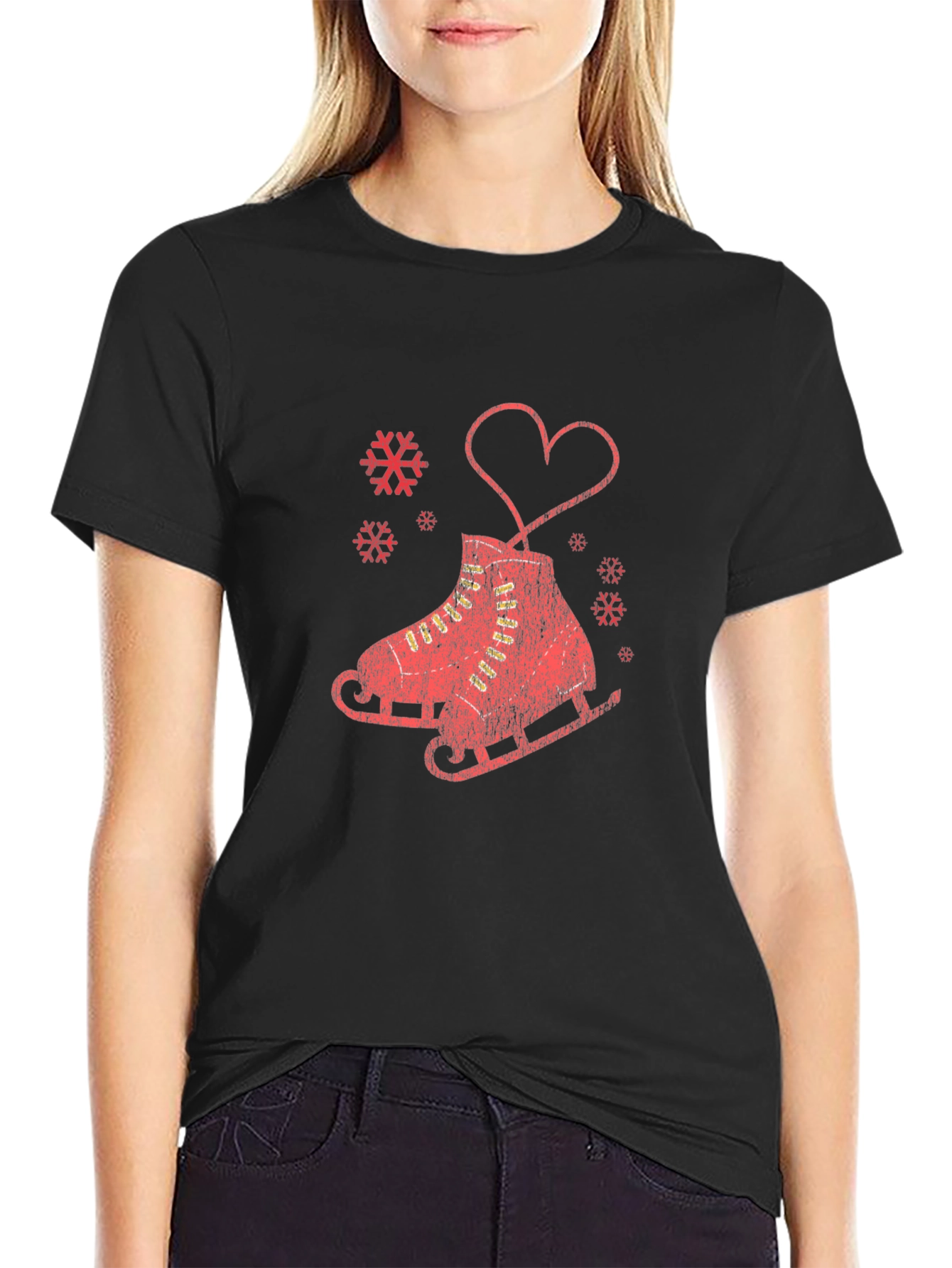 I Love Ice Skating Black T-Shirt