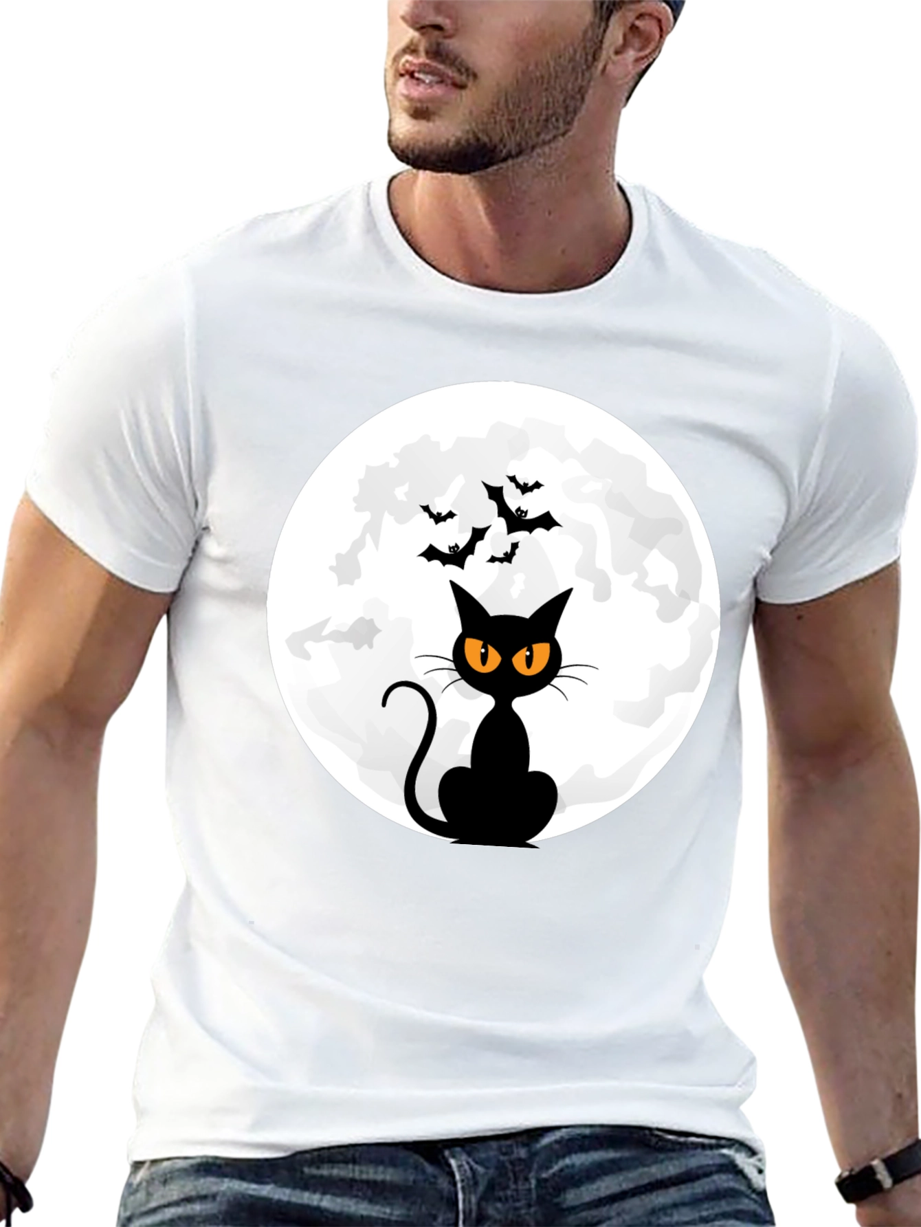 Halloween Black Cat Moon T-Shirt