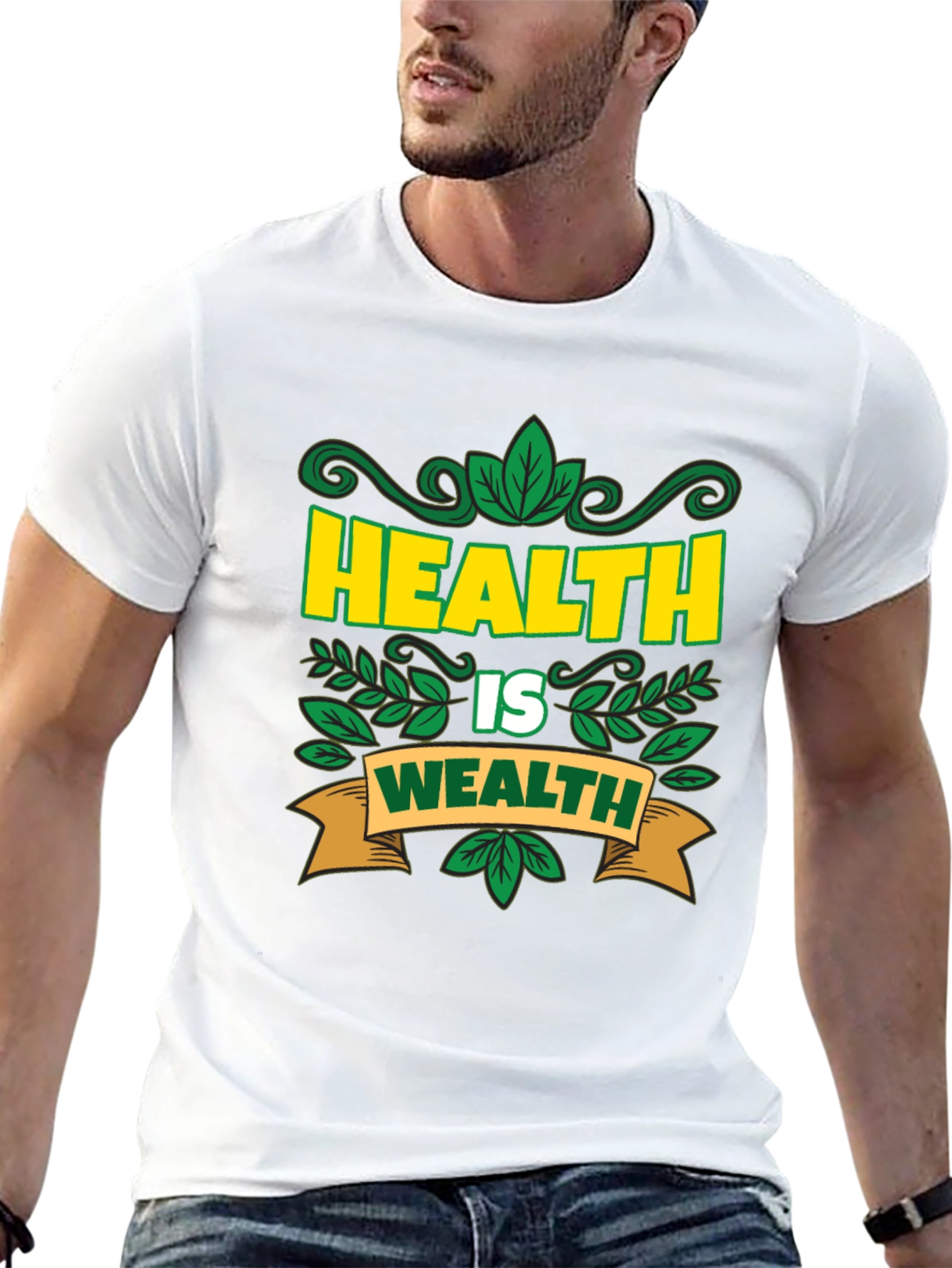 Health Is Wealth T-Shirt - Black Graphic Tee