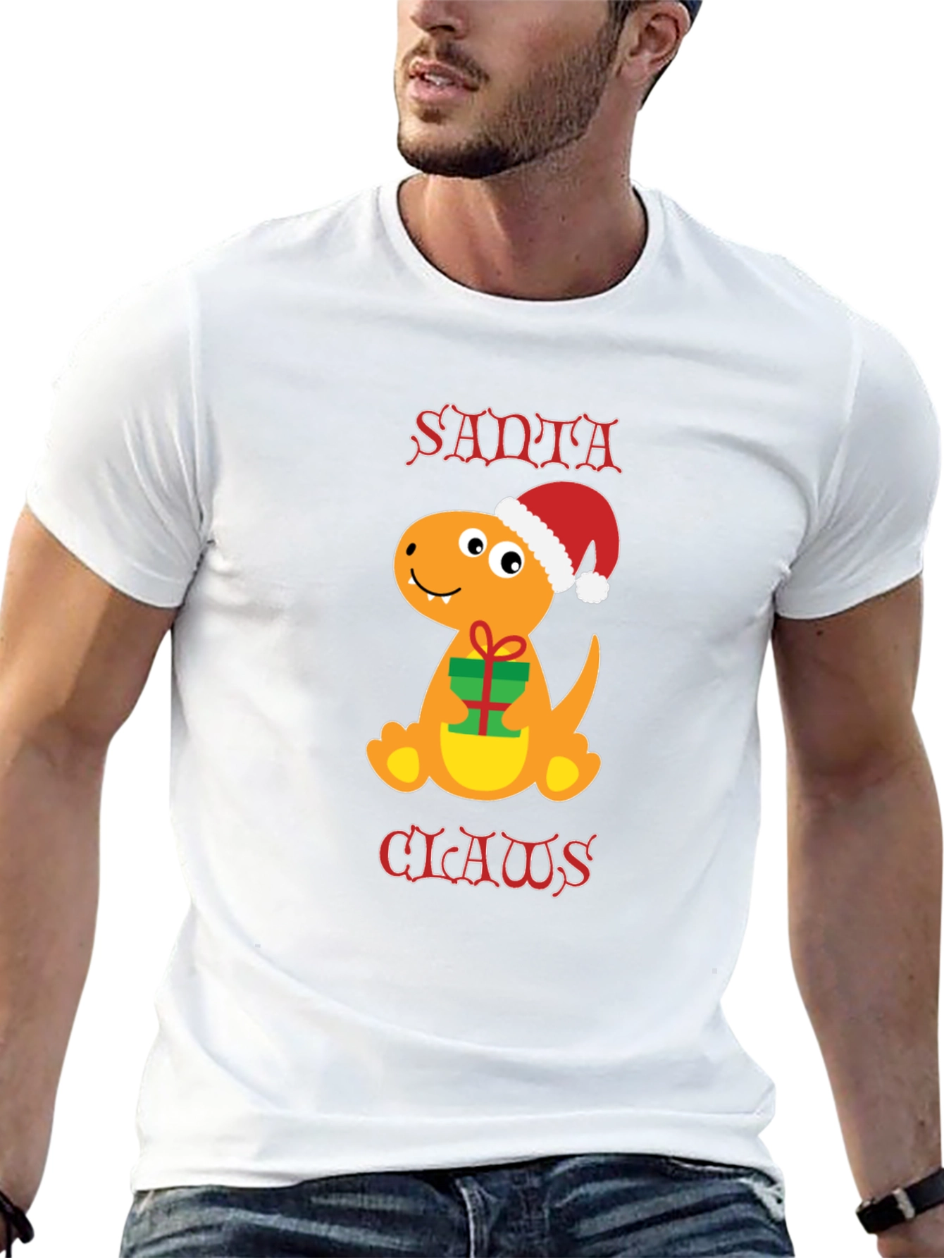Santa Claws Dinosaur Christmas T-Shirt