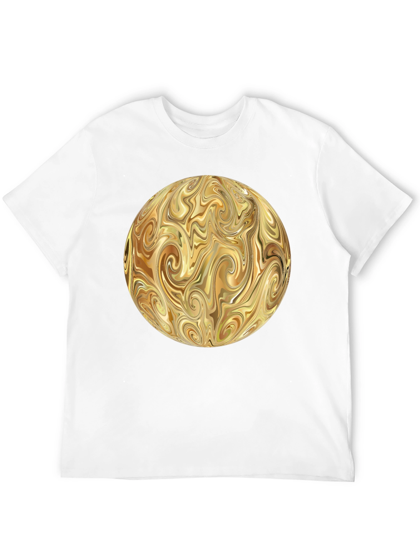 Swirling Gold Abstract Design Black T-Shirt