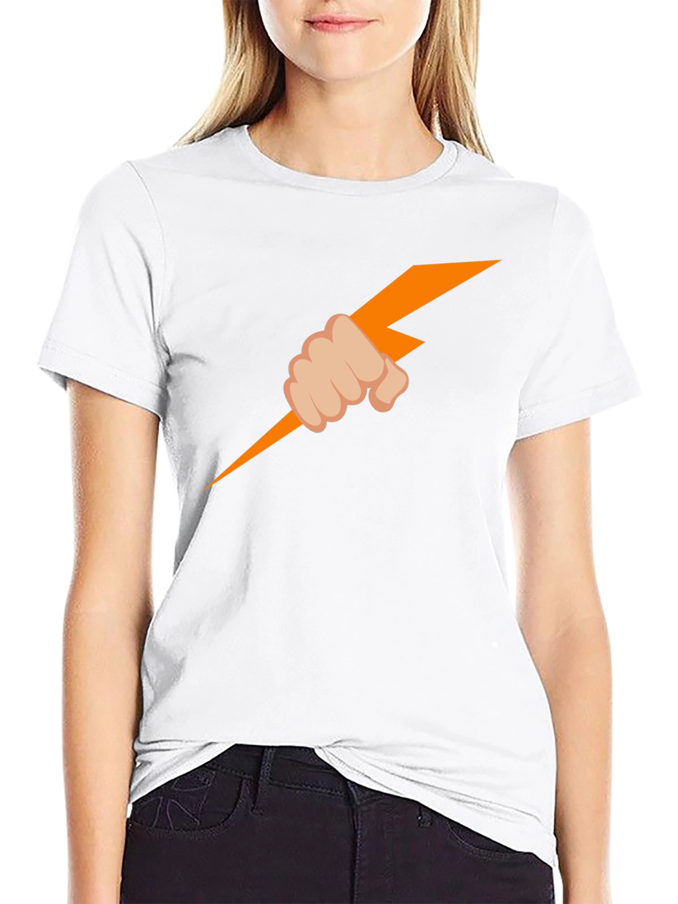 Lightning Bolt Hand Graphic T-Shirt - Cool Design Tee