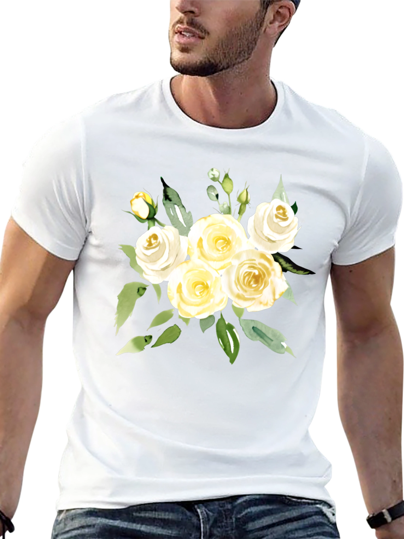 Floral T-Shirt - Elegant Rose Bouquet Tee