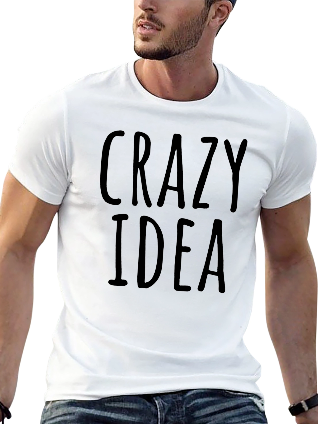 Crazy Idea Graphic Tee - Mens Black Cotton T-Shirt