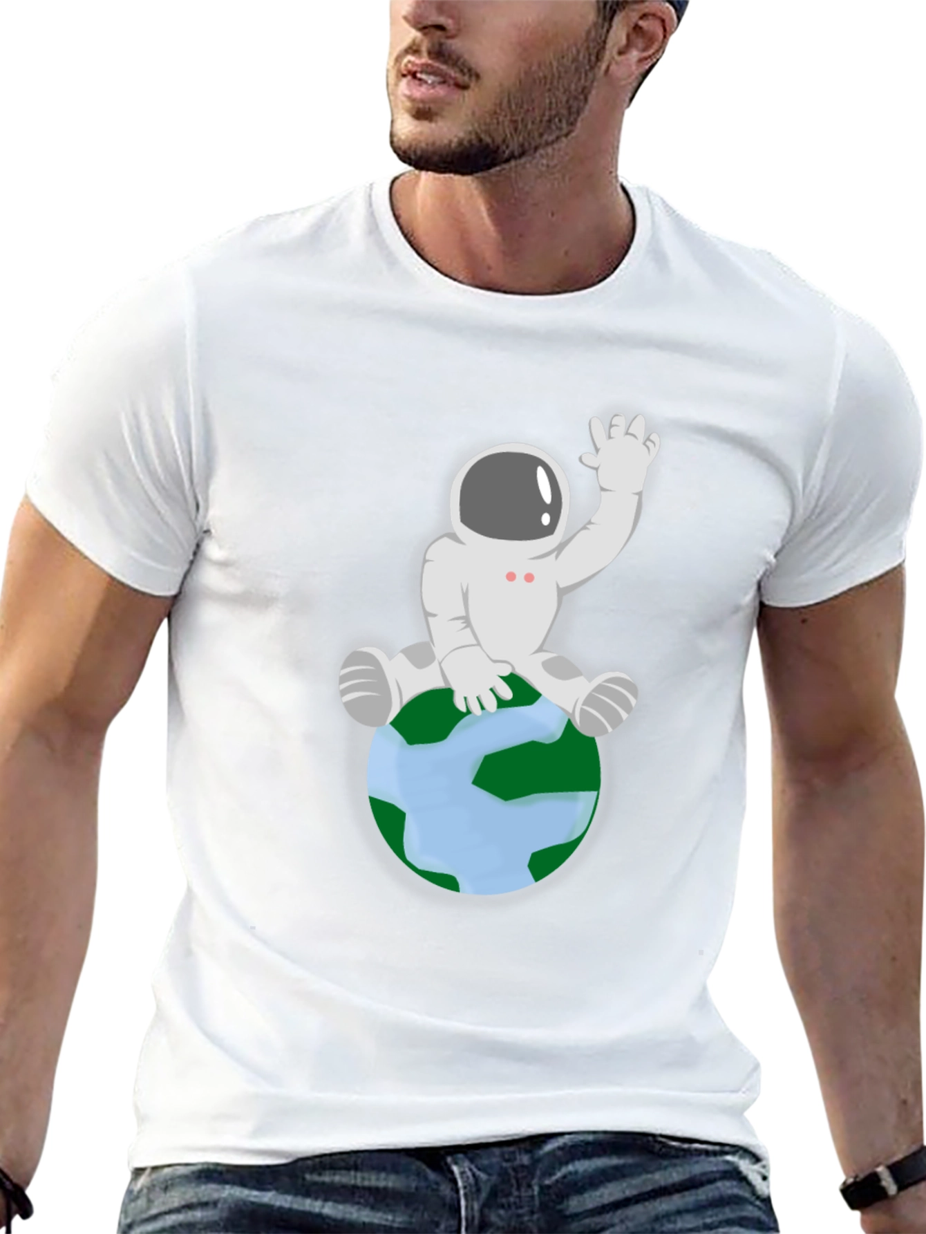 Astronaut on Earth Graphic Tee - Black