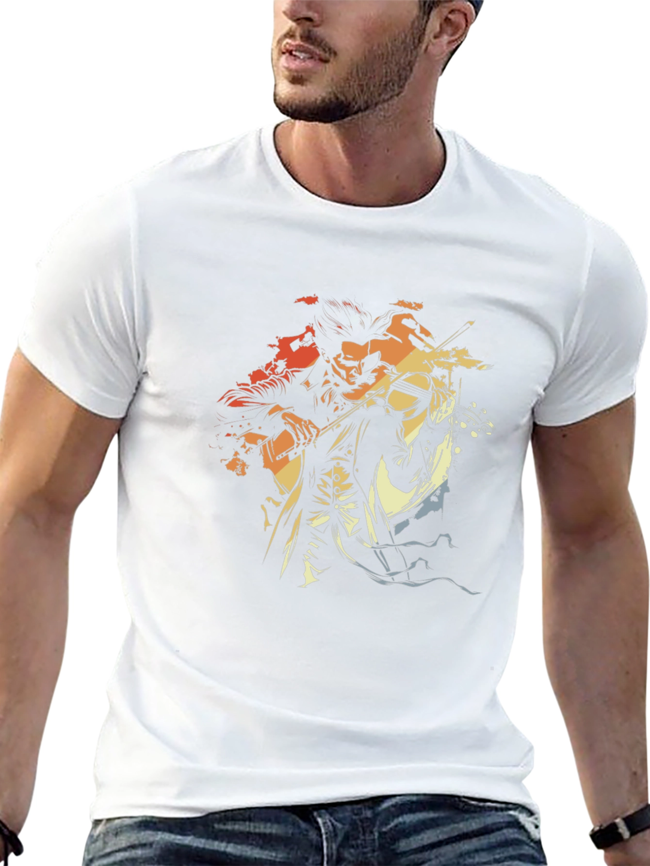 Violinist Graphic Tee - Retro Style Music Shirt