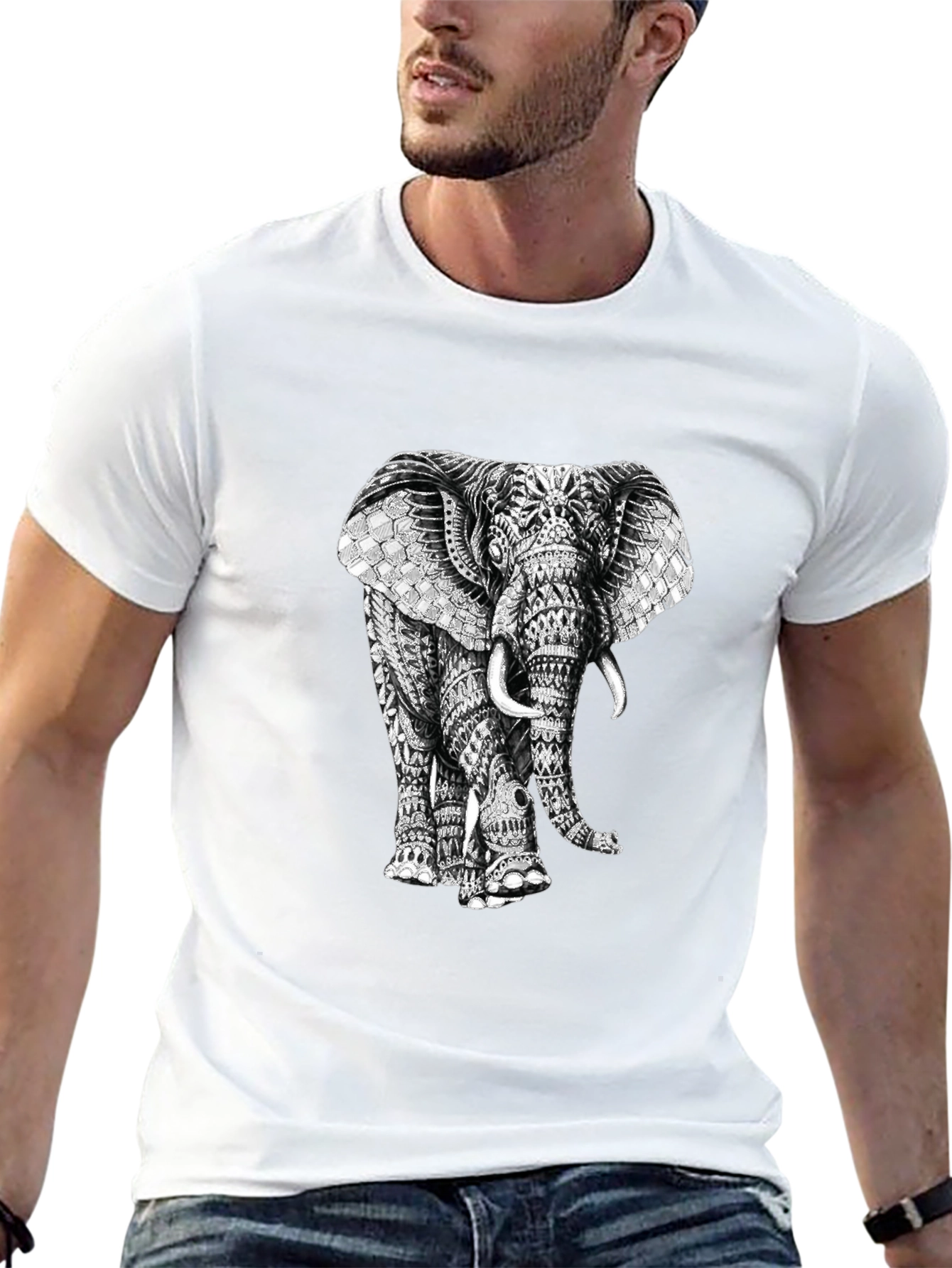 Elephant Graphic Print T-Shirt - Stylish Black Tee