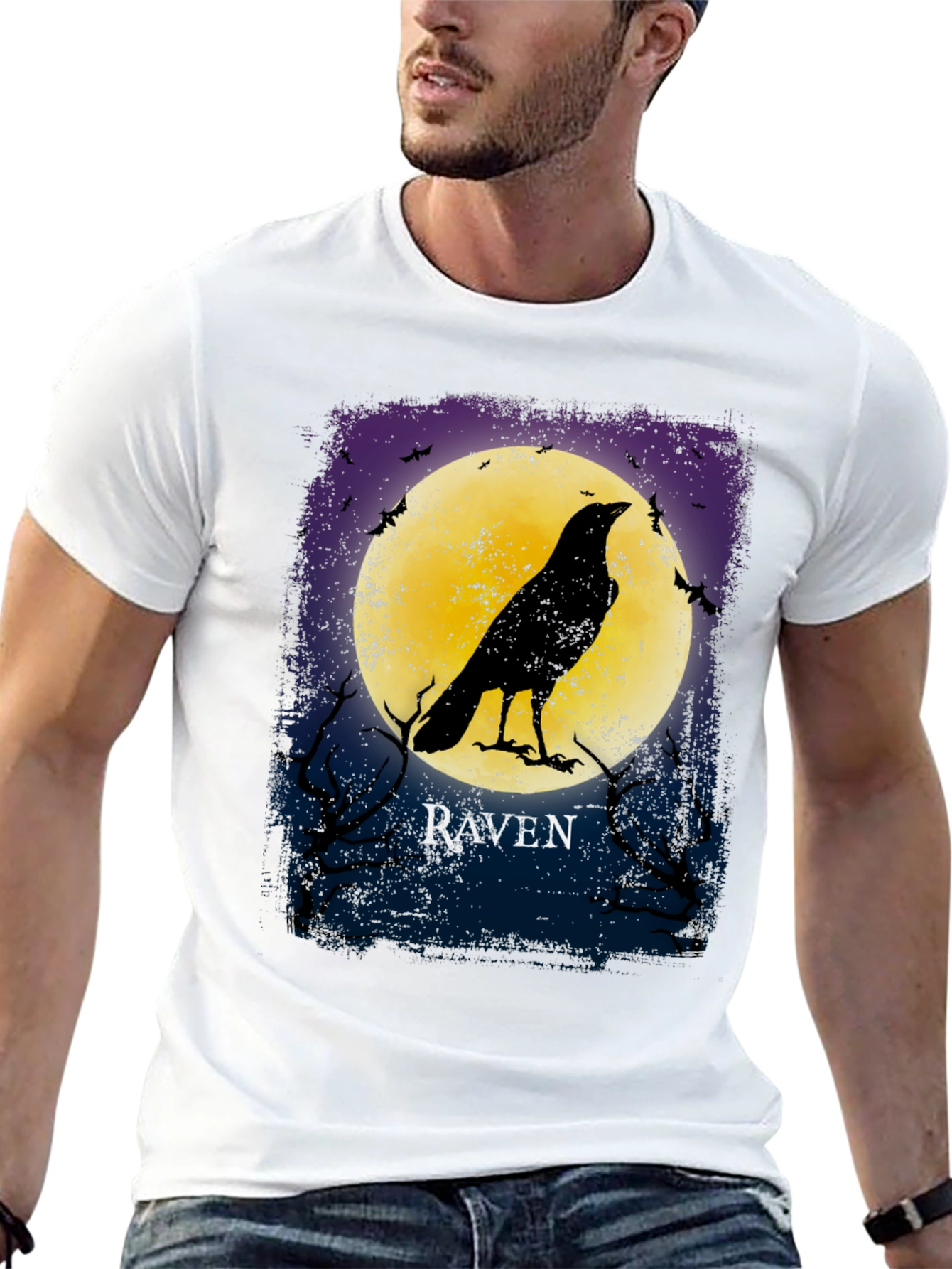 Raven Moon Graphic T-Shirt Black