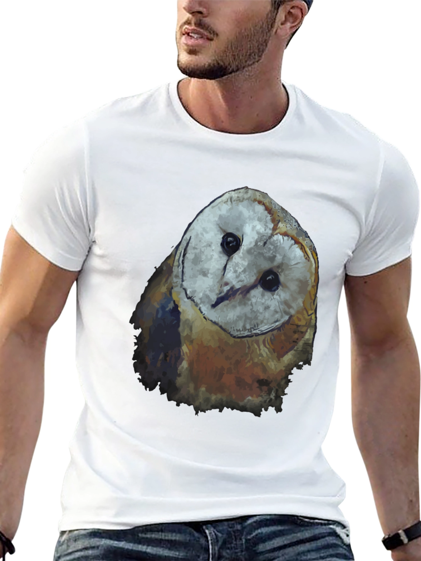 Mens Black Owl Graphic Tee