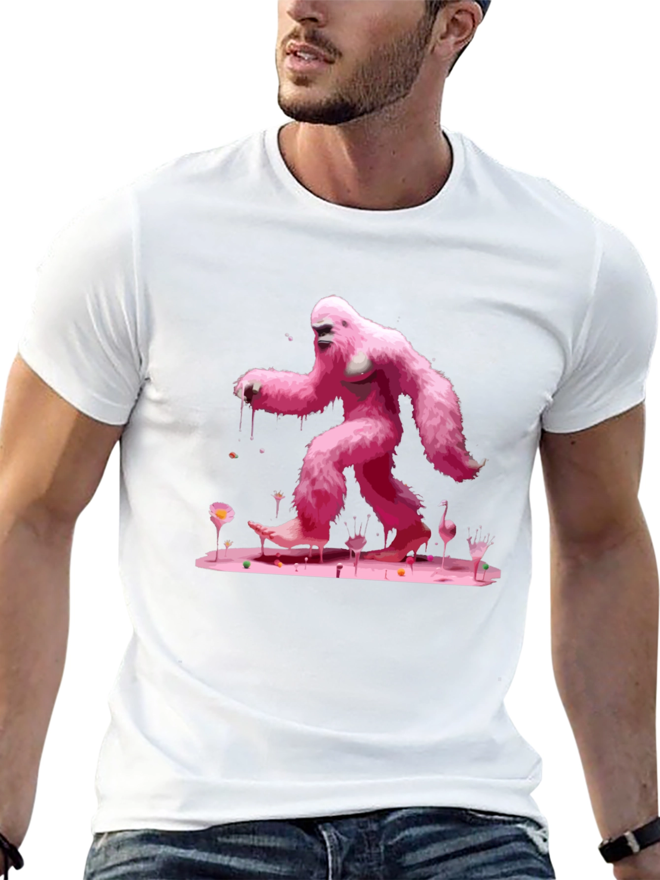 Pink Bigfoot Graphic Tee - Unique Design