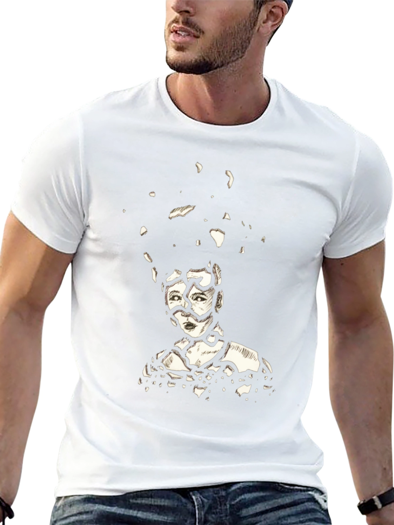 Abstract Portrait Graphic Tee - Black
