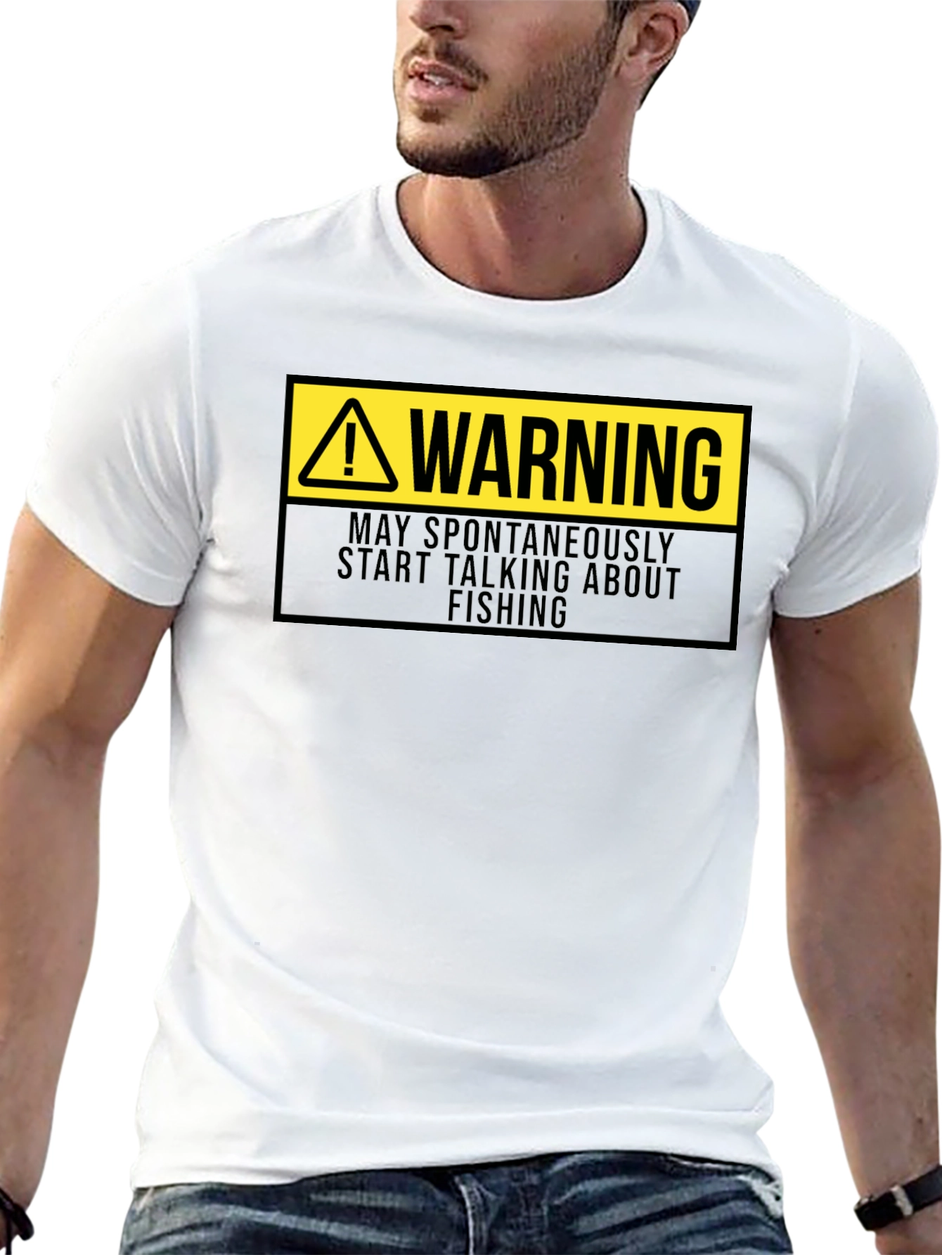 Warning May Spontaneously Talk About Fishing Black T-Shirt