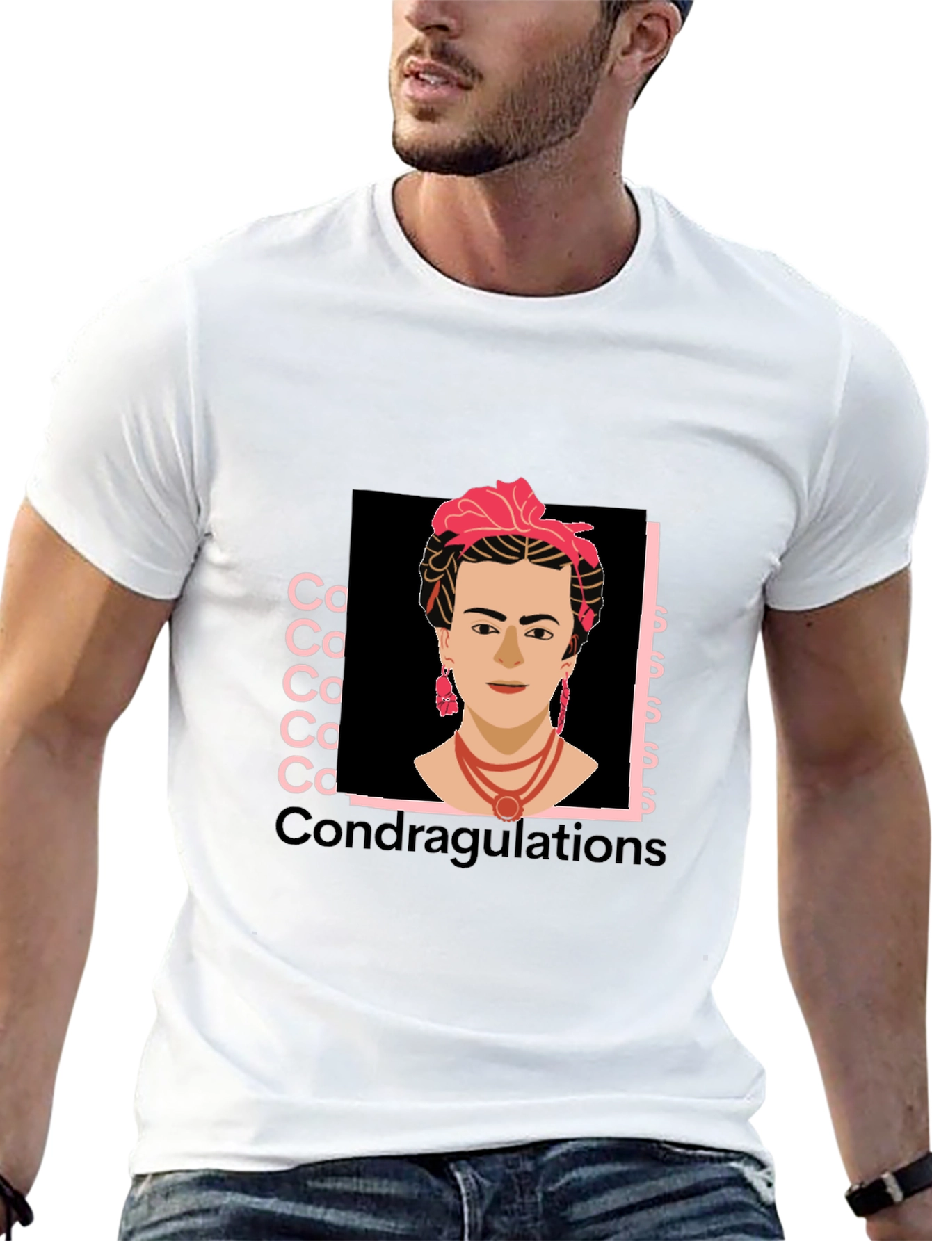 Frida Kahlo Condragulations Black T-Shirt
