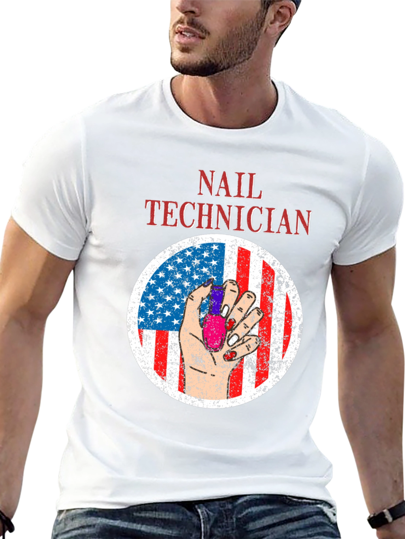 Nail Technician American Flag Graphic Tee