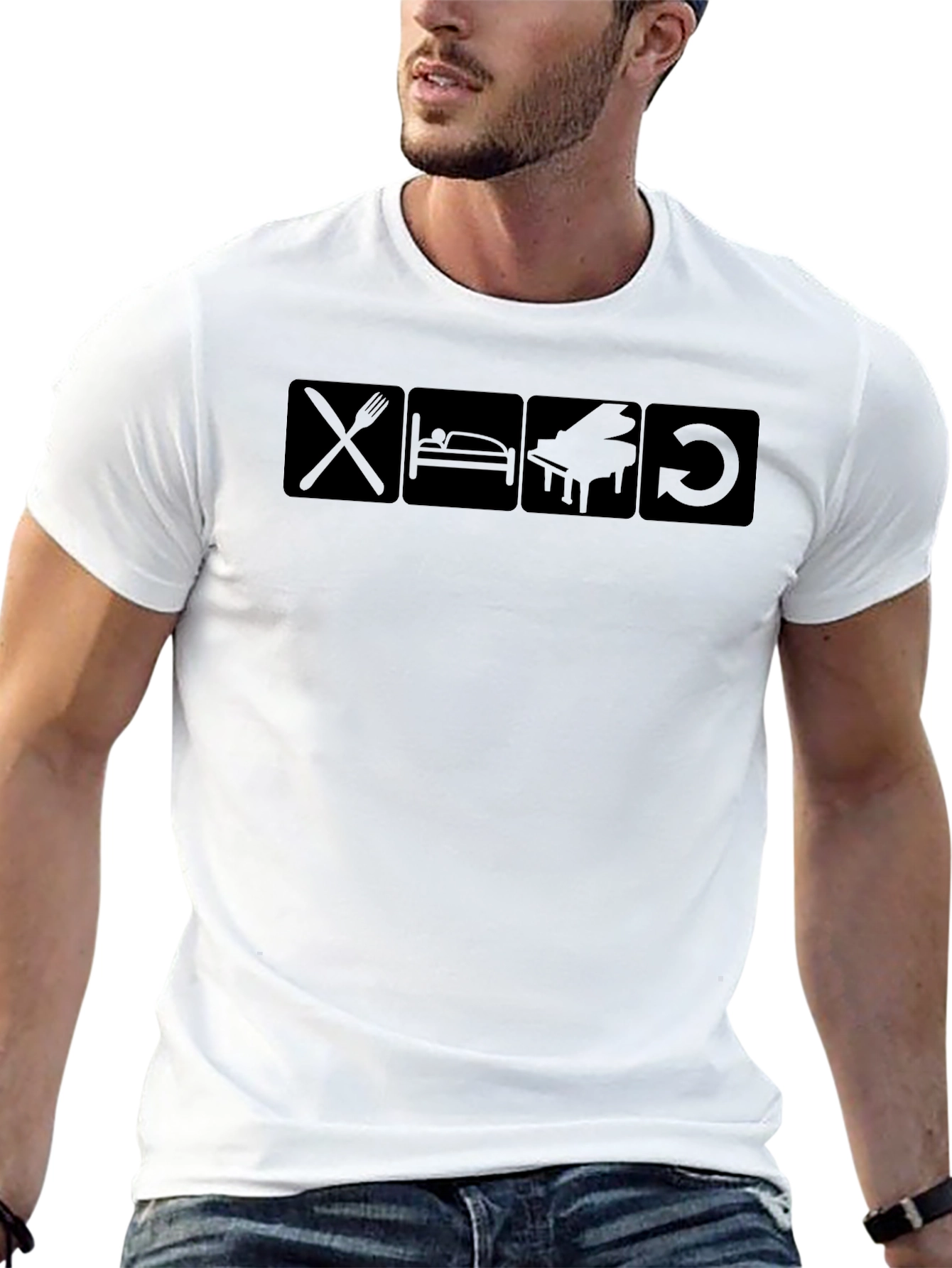 Eat Sleep Piano Repeat T-Shirt - Black