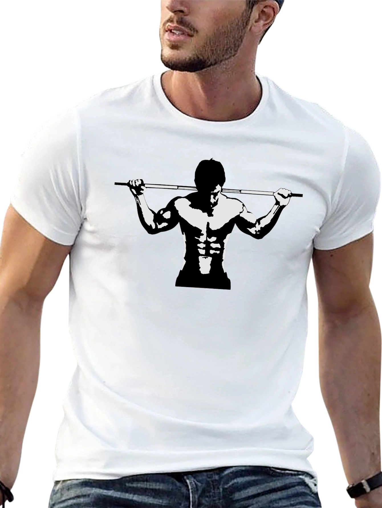 Black Graphic Tee - Gym Bodybuilder Design