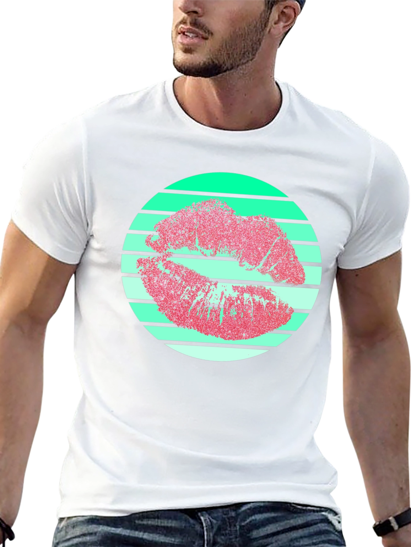 Retro Lips Graphic Tee - Black Cotton Blend