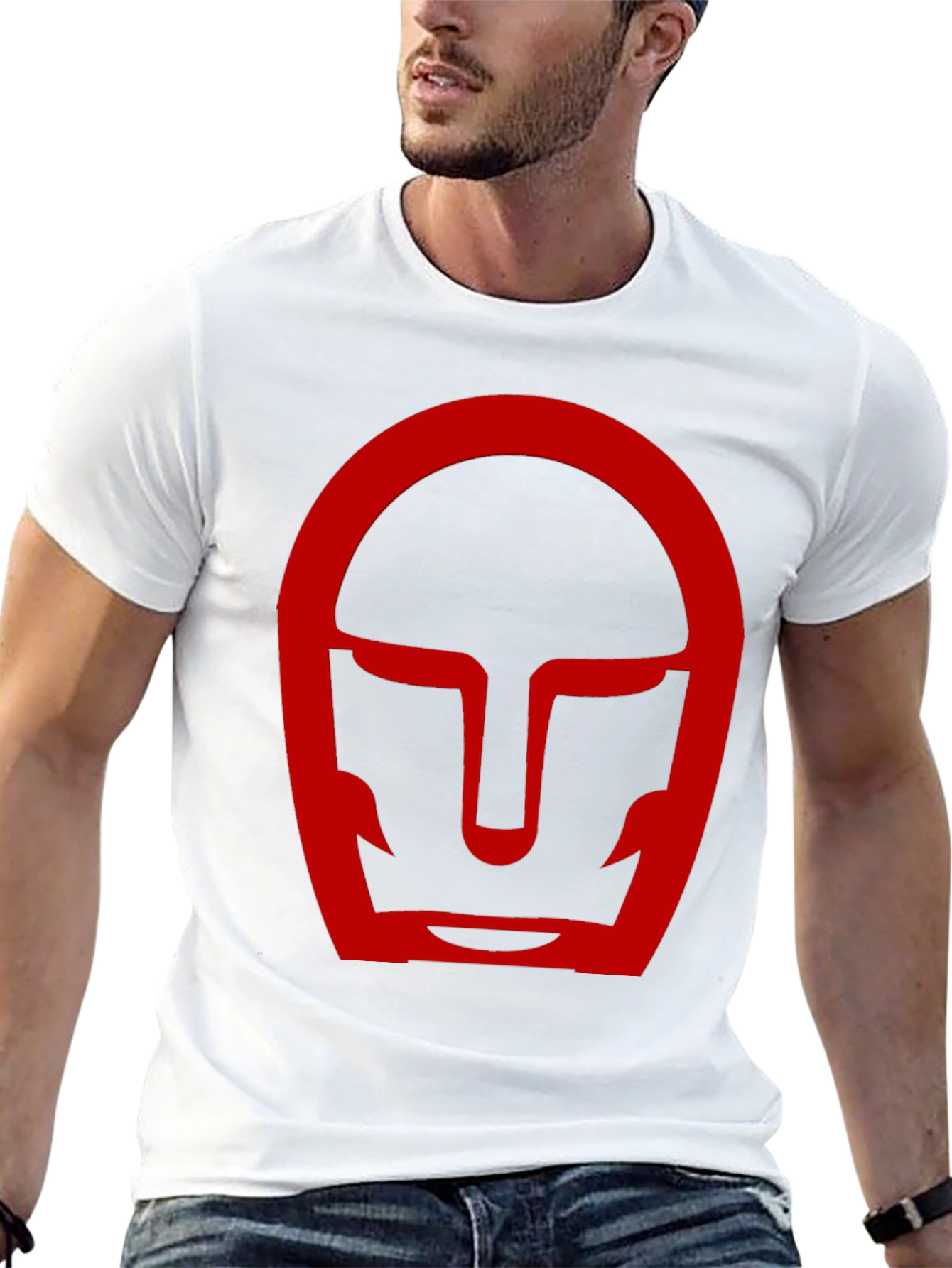 Red Helmet Graphic Black T-Shirt