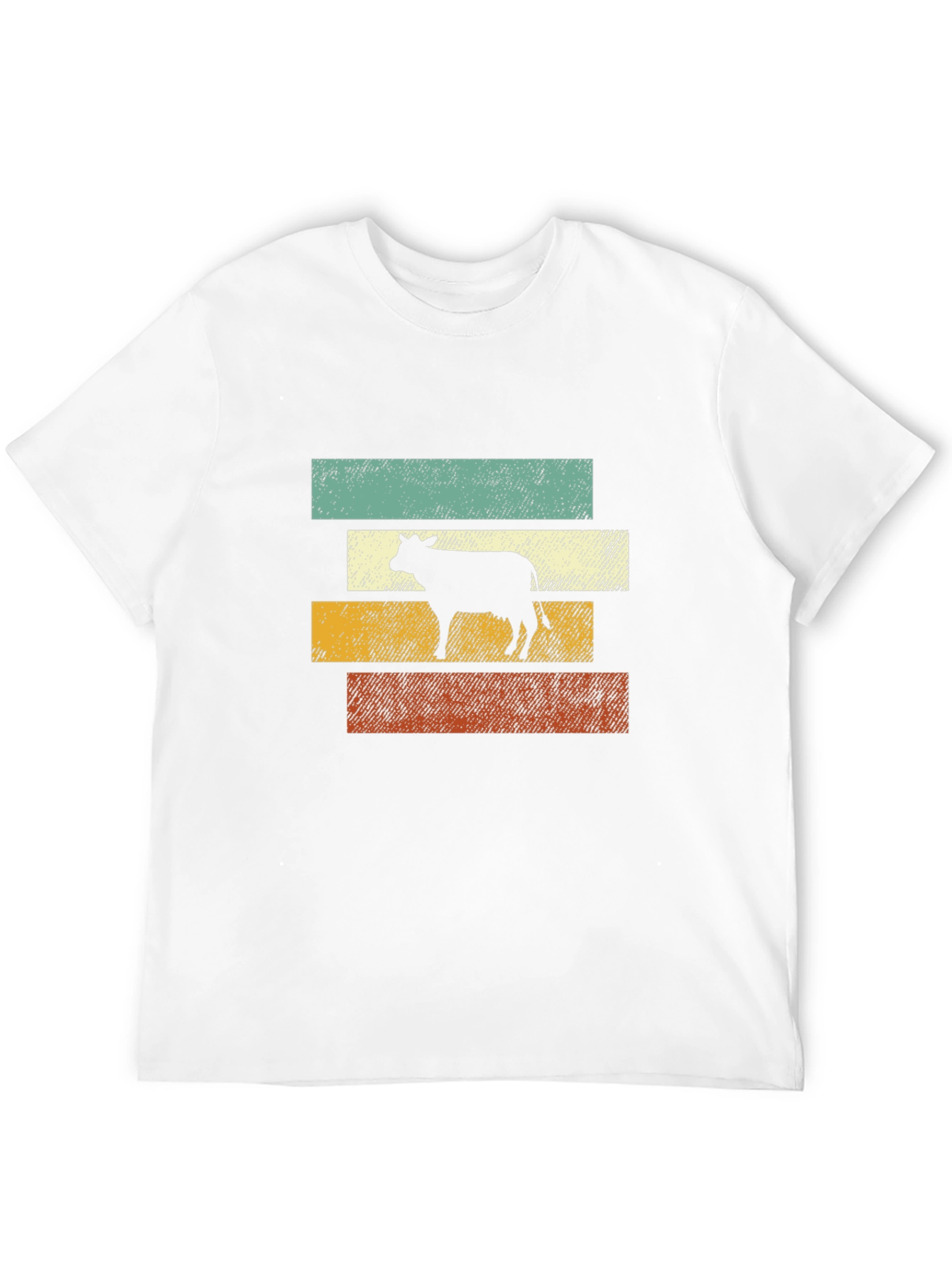 Retro Cow Graphic Tee - Black Cotton T-Shirt