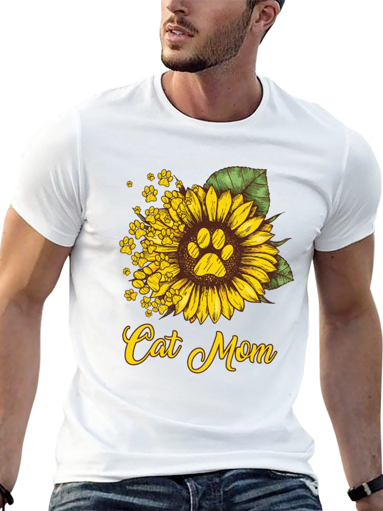 Cat Mom Sunflower Graphic Tee