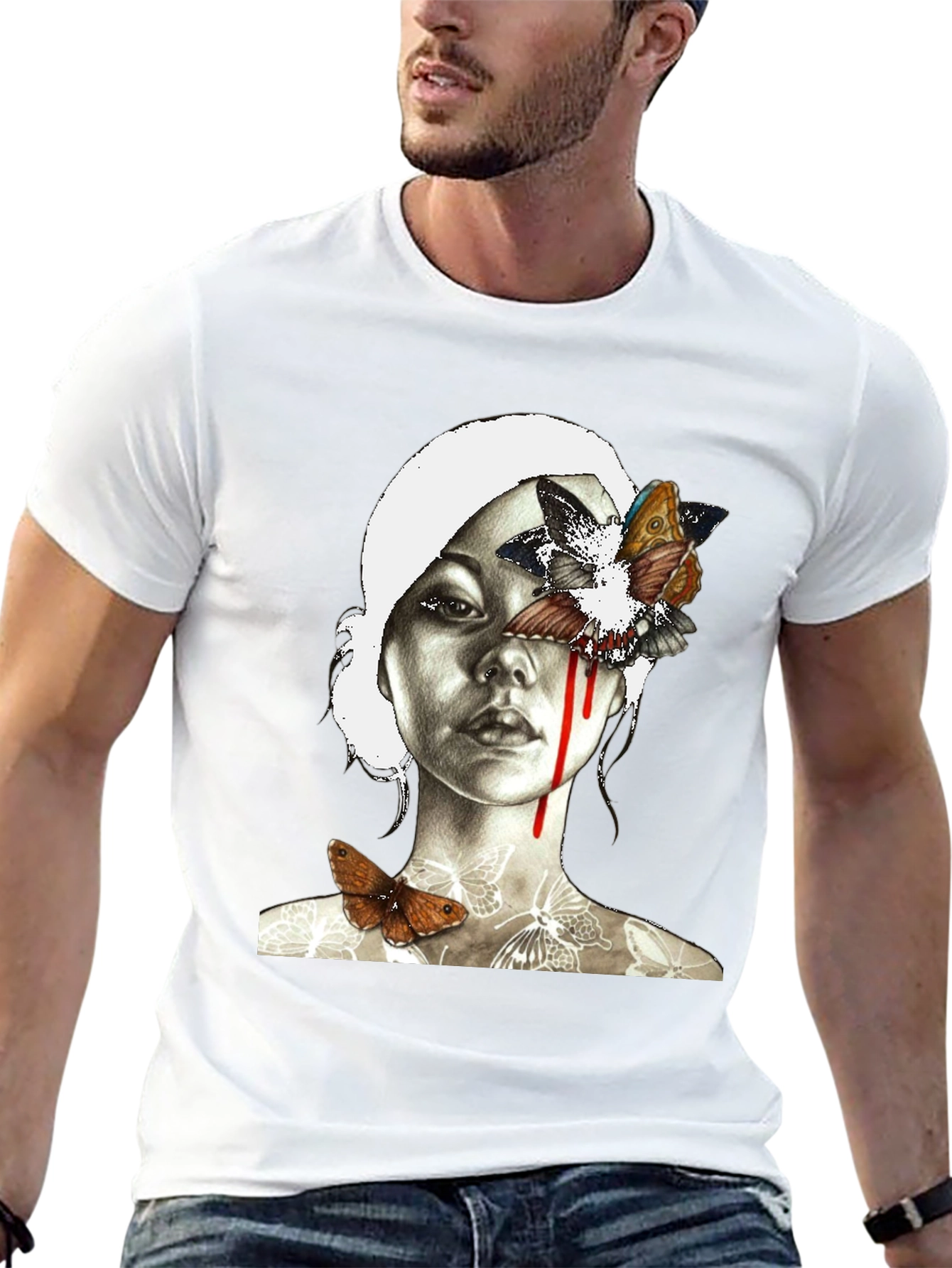 Butterfly Portrait Graphic Tee - Black