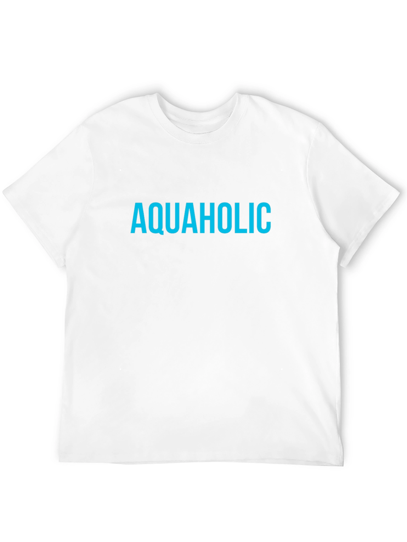 Aquaholic T-Shirt - Blue Text on Black Tee